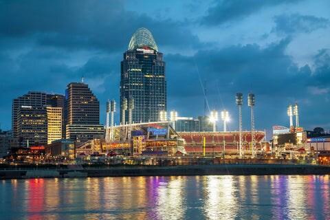 Great American Ballpark Printed on Canvas, Cincinnati skyline