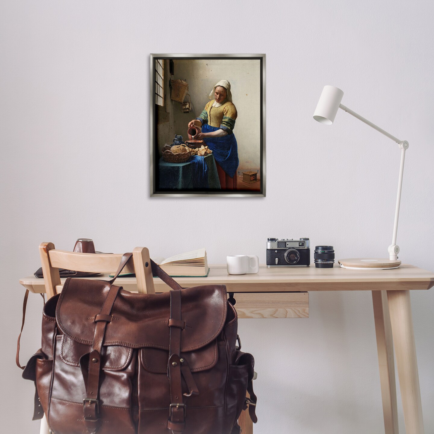Stupell Industries Classical Vermeer The Milkmaid Framed Floater Canvas Wall Art Design by one1000paintings