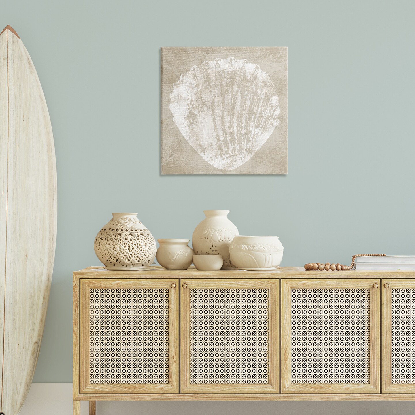 Stupell Industries Rustic Distressed Seashell Canvas Wall Art Design by Carol Robinson