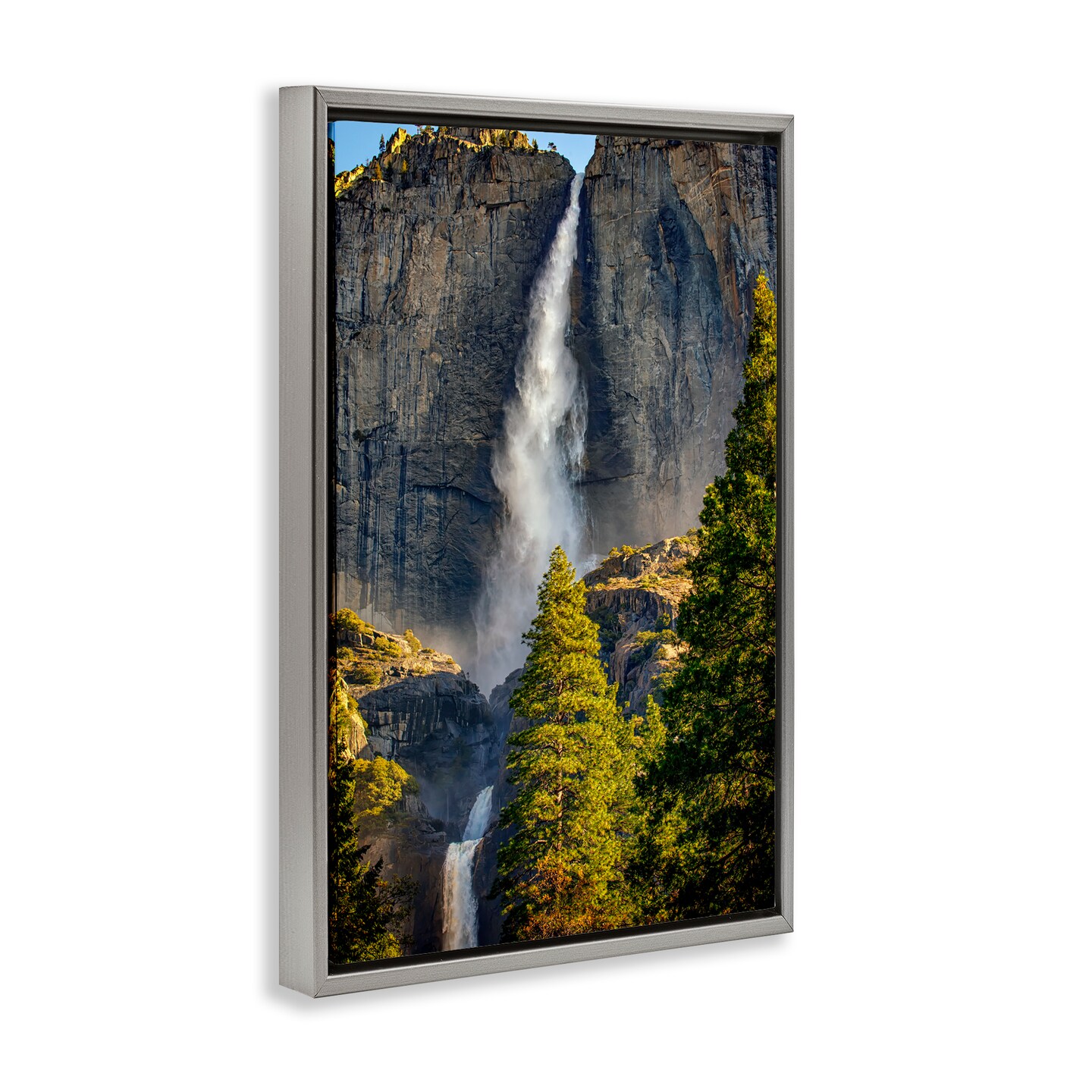 Stupell Industries Waterfall Between Cliffs Framed Floater Canvas Wall Art Design by Rick Berk