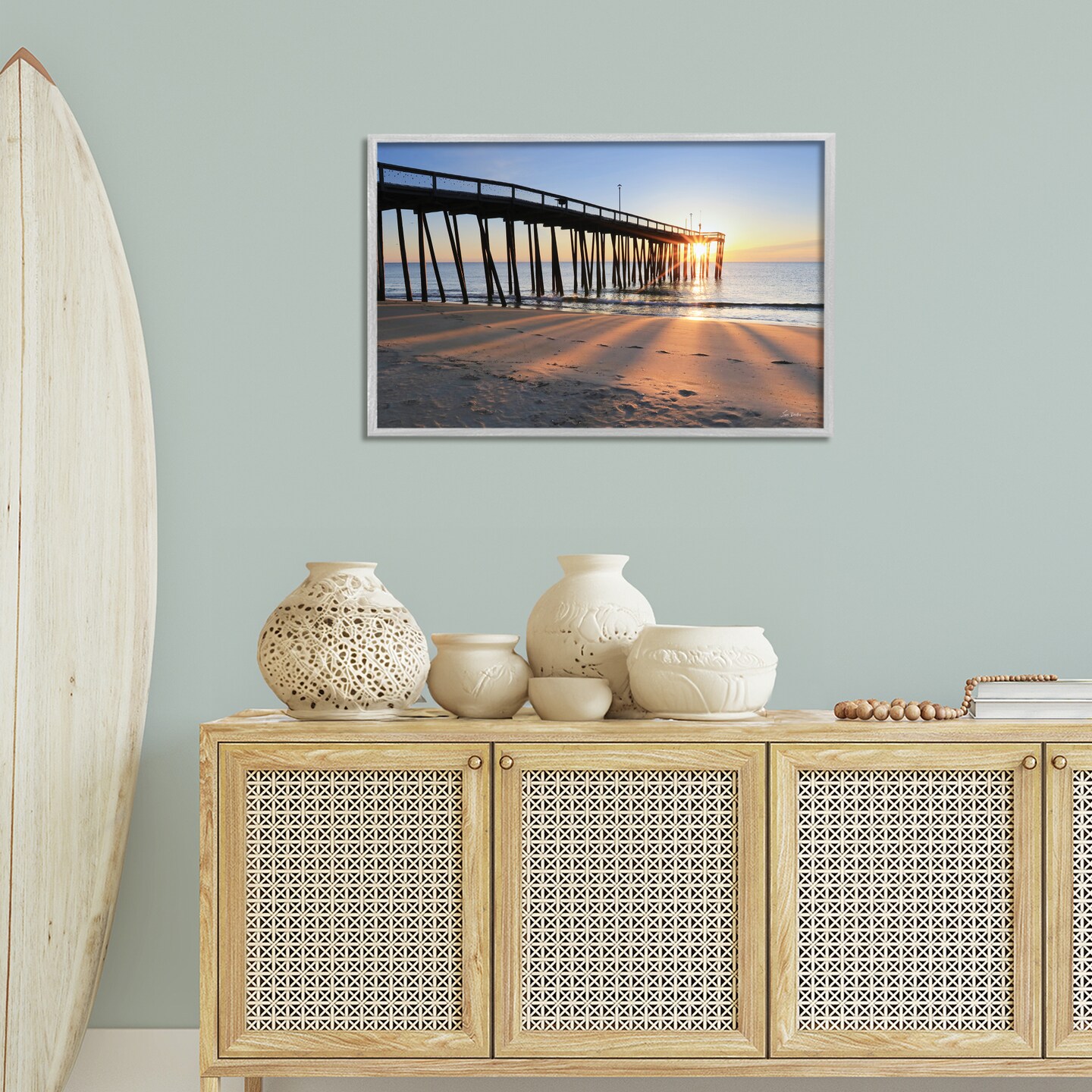 Stupell Industries Tall Sunlit Dock Framed Giclee Wall Art Design by Lori Deiter