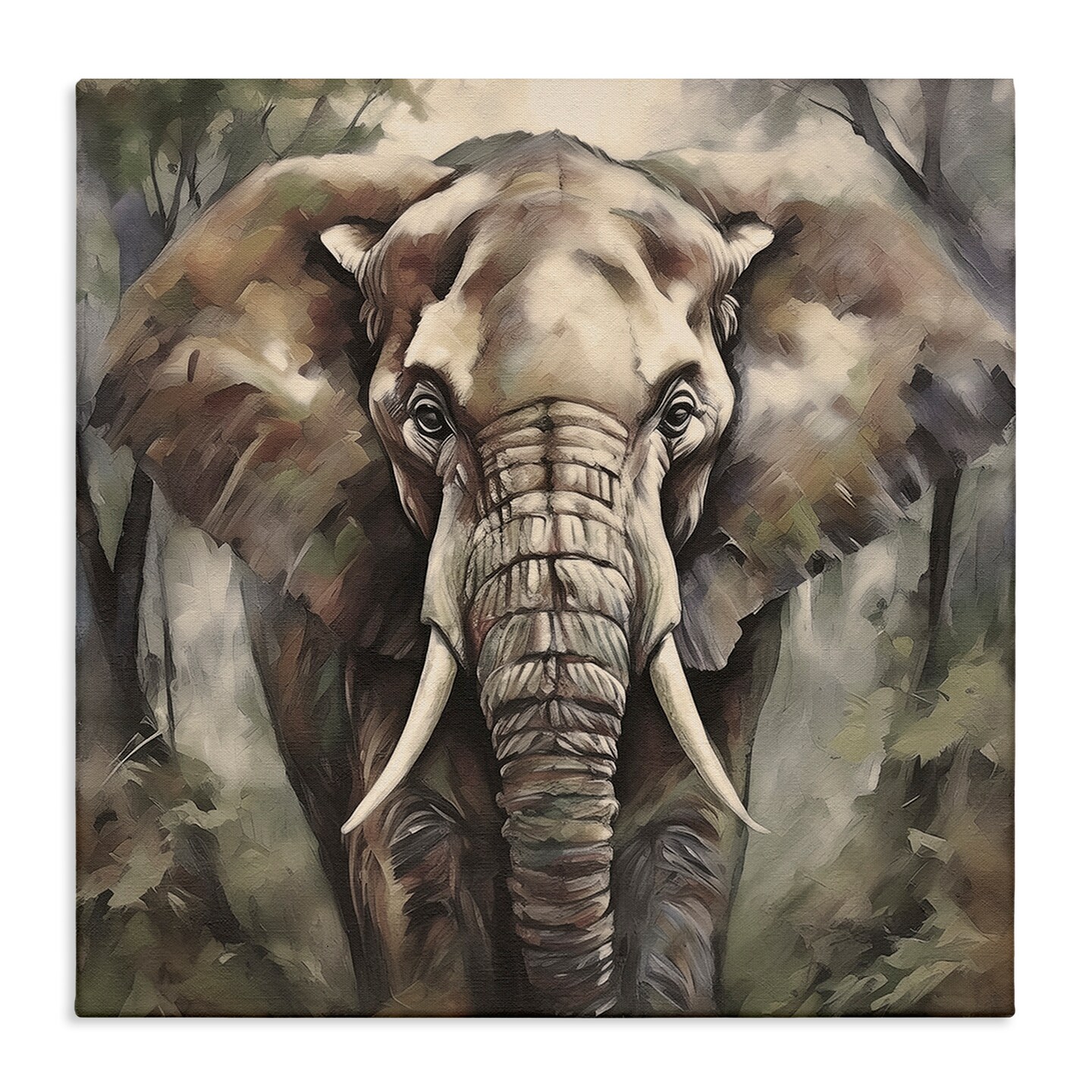 Stupell Industries Grey Elephant Portrait Canvas Wall Art Design by Noah Bay
