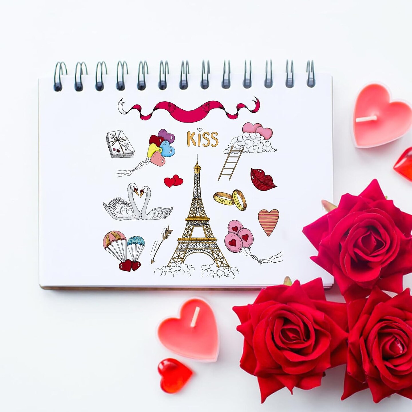 Valentine's Day Clear Stamps for Card Making, Eiffel Tower Swan Couple ...