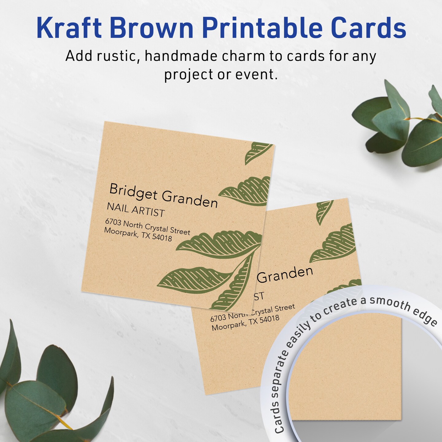Avery Kraft Brown Square Cards, 3&#x22; x 3&#x22; Square