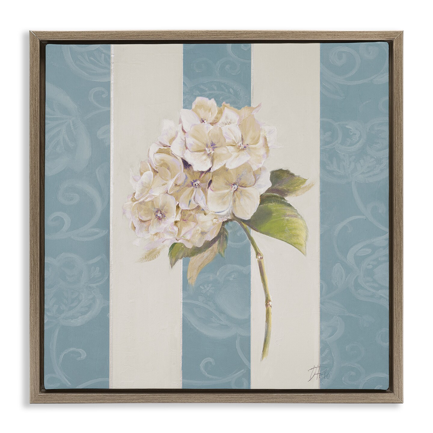 Stupell Industries Vintage Hydrangea Sprig Framed Floater Canvas Wall Art Design by Patricia Pinto
