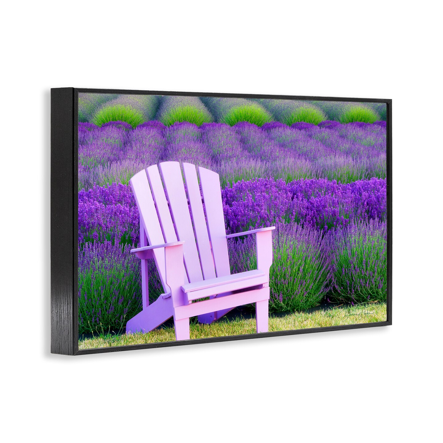 Stupell Industries Chair & Lavender Field Framed Giclee Wall Art Design by Dennis Frates