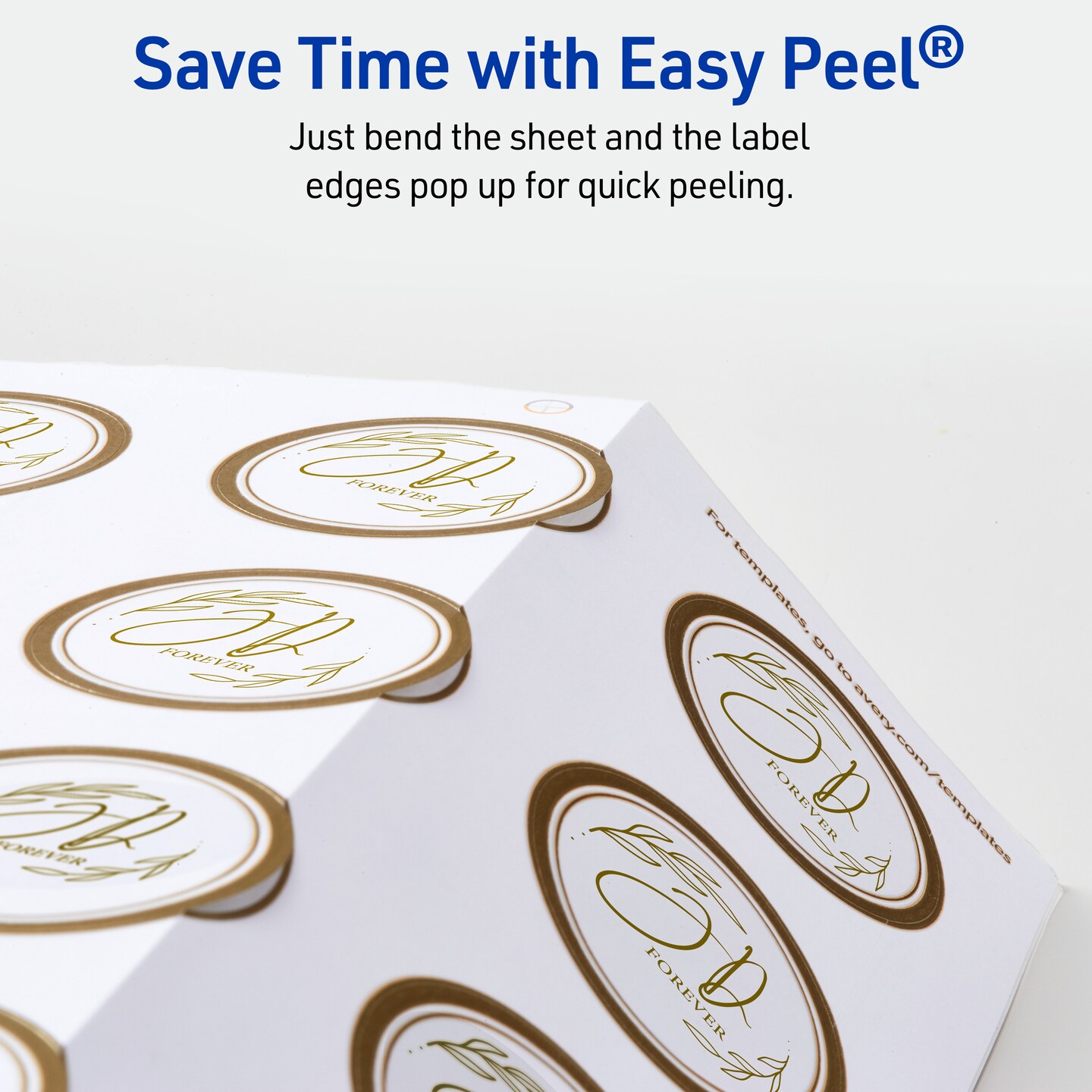 Avery Printable Round Labels, 2" Diameter, Matte White with Metallic Gold Borders, Permanent Adhesive, 120 Blank Labels (22875)