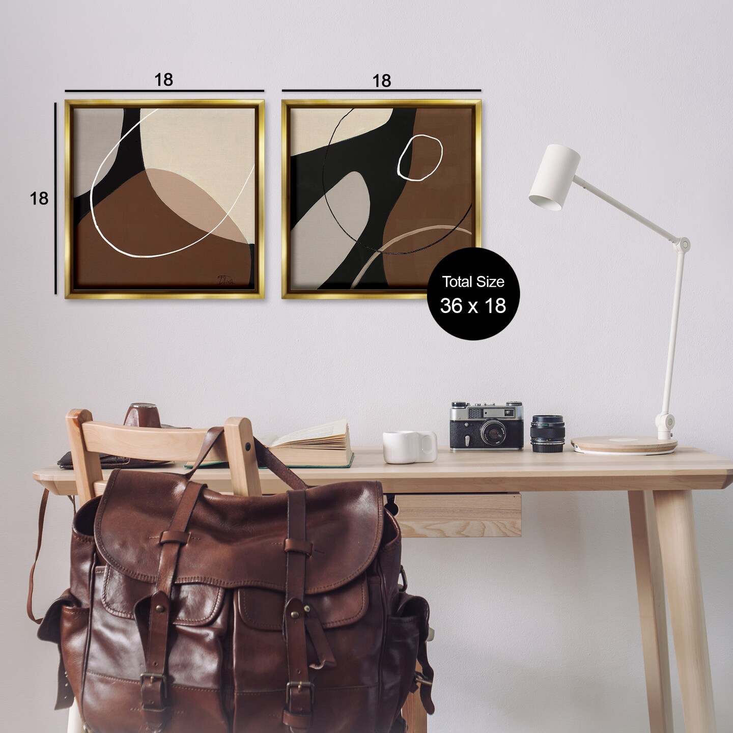 Stupell Industries Classic Abstract Neutral Shape 2 pc Framed Floater Canvas Wall Art Set Design by Patricia Pinto