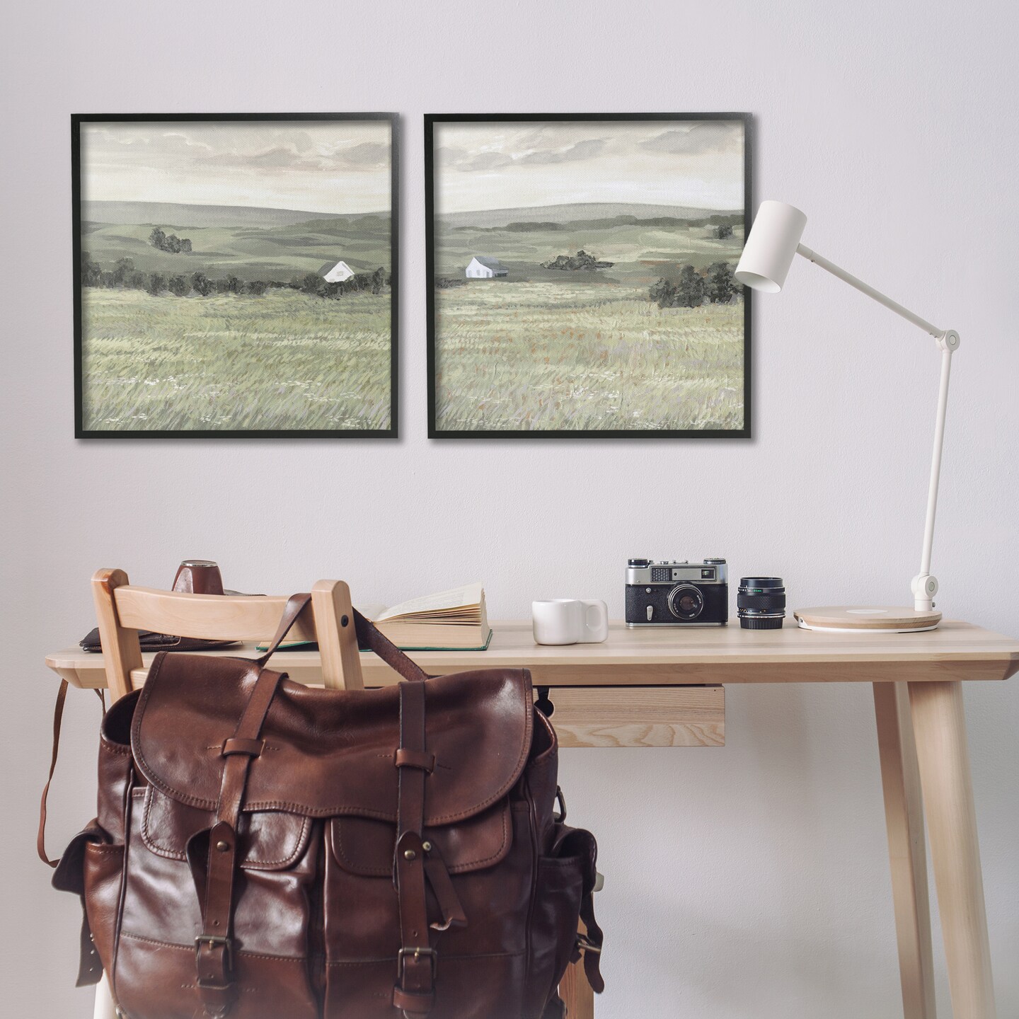 Stupell Industries Traditional Distant Farmhouse Field 2 pc Framed Giclee Wall Art Set Design by Victoria Borges