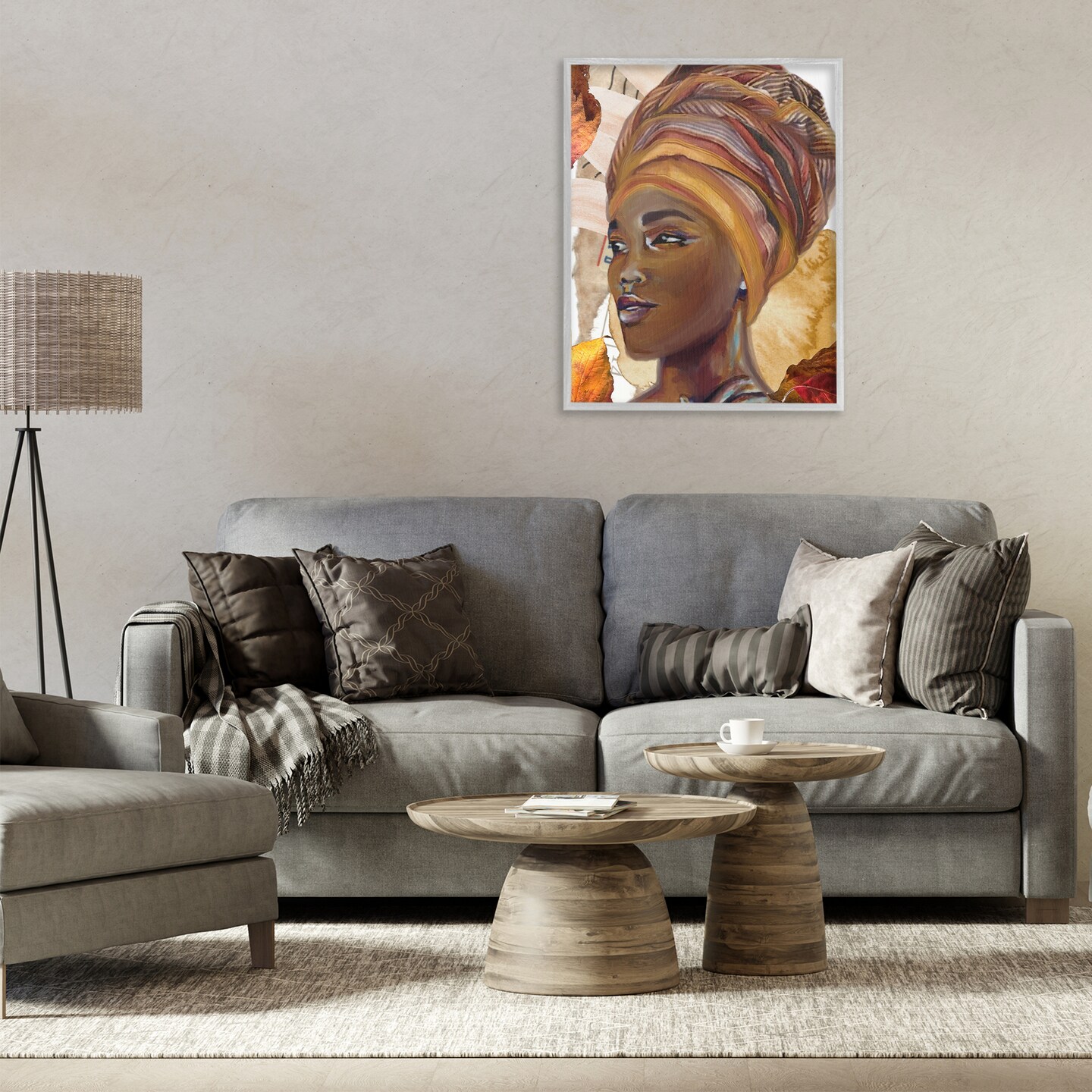 Stupell Industries Natural Tone Woman Portrait Framed Giclee Wall Art Design by Jesse Keith