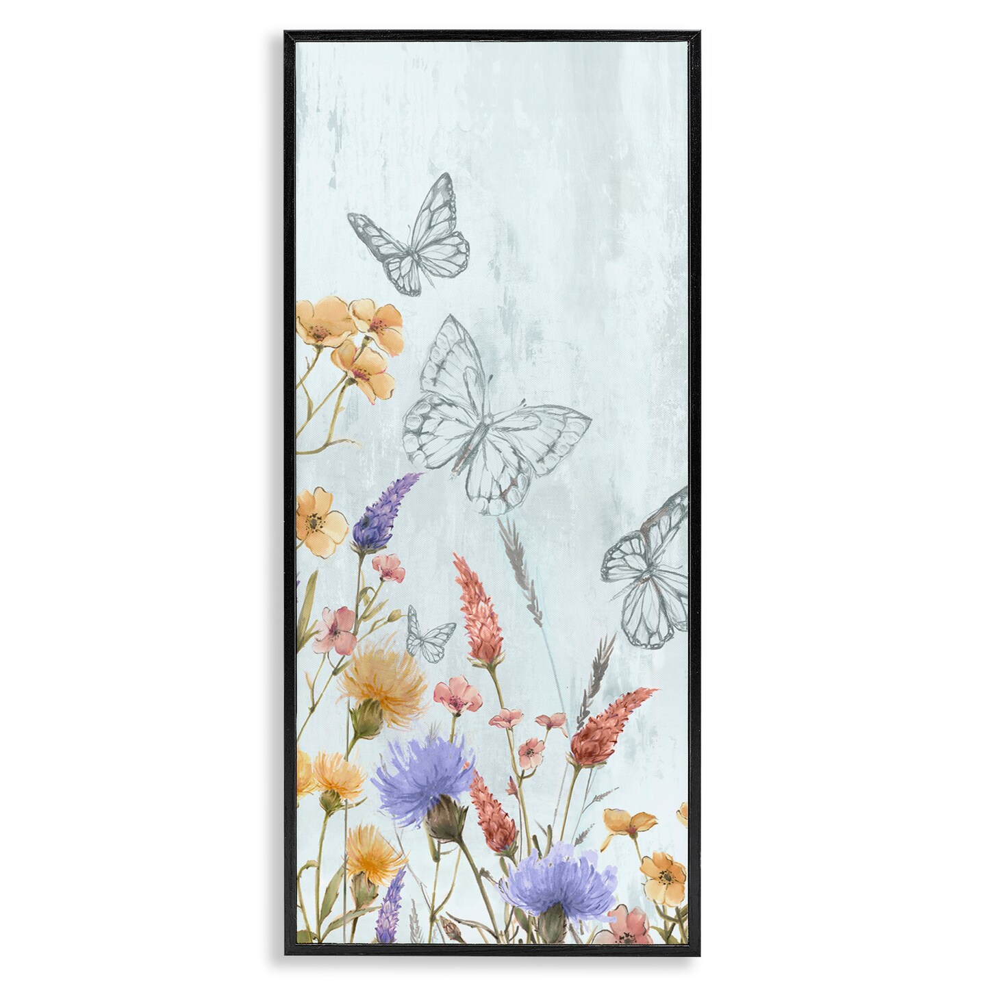 Stupell Industries Butterfly Outlines & Florals Framed Giclee Wall Art Design by Alex Black