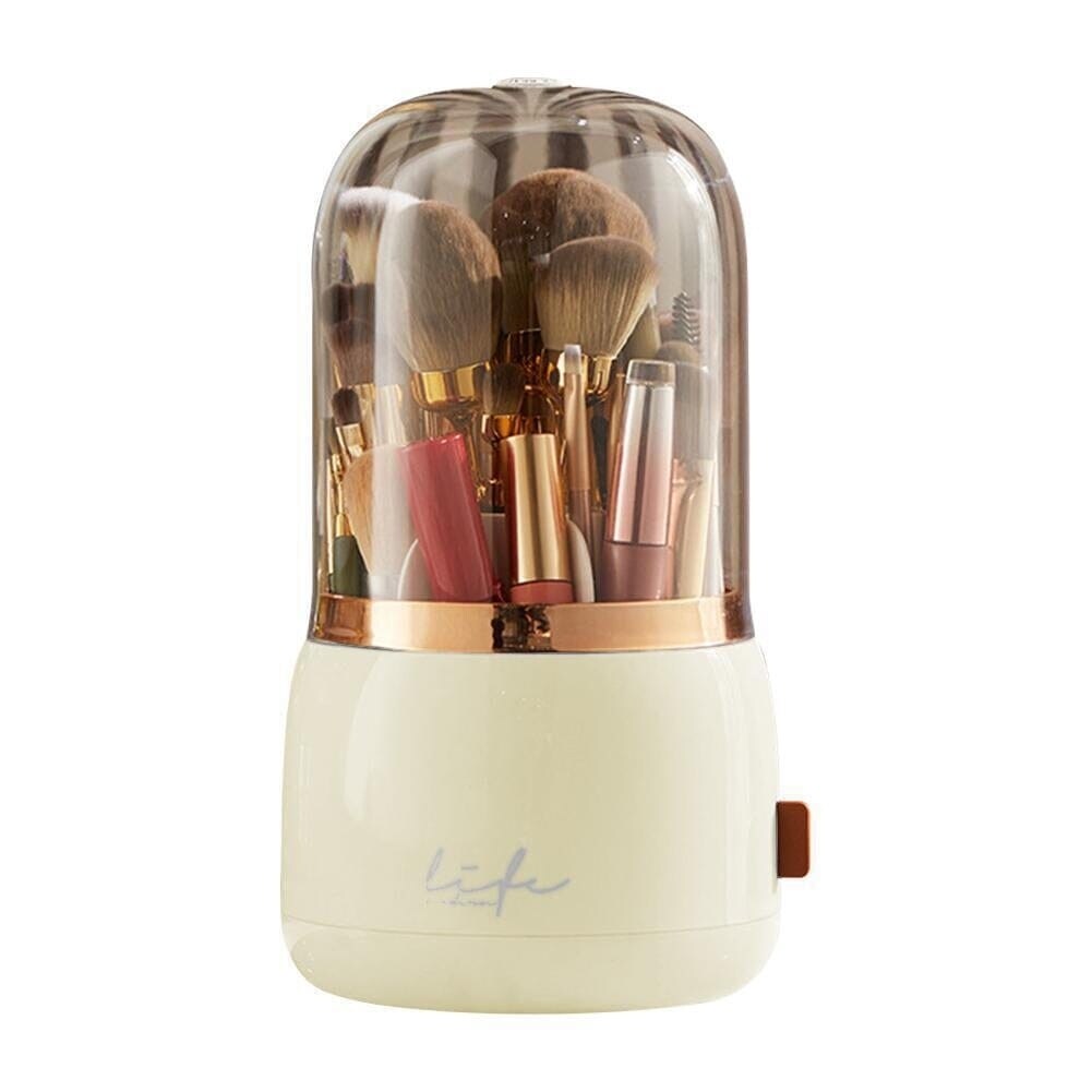 360Rotating Makeup Brush Holder With Lid Makeup Organizer