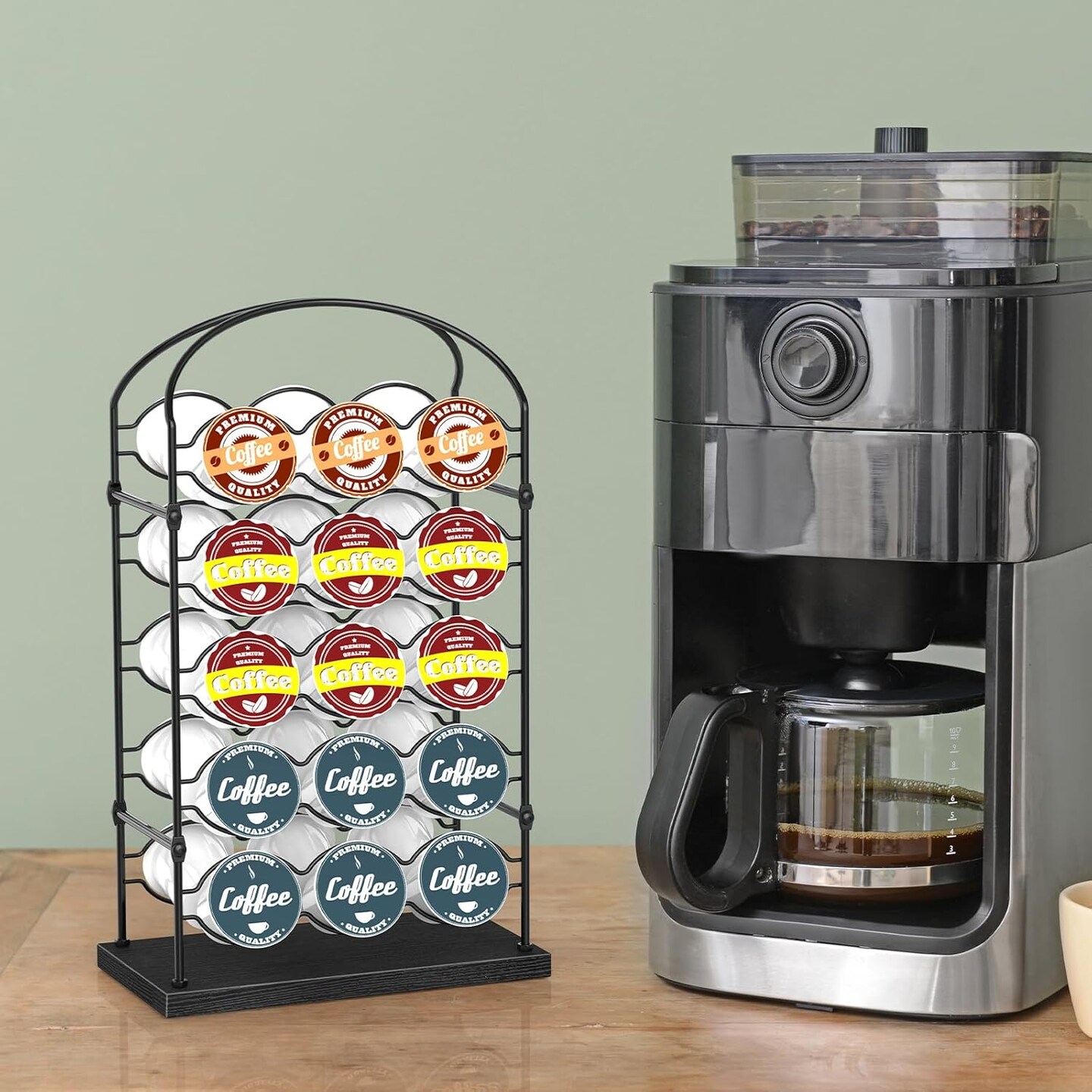 Coffee Pod Holder, Coffee Pod Organizer for Coffee Bar, Home or Office Kitchen Counter Organizer, Capacity of 30 Pods