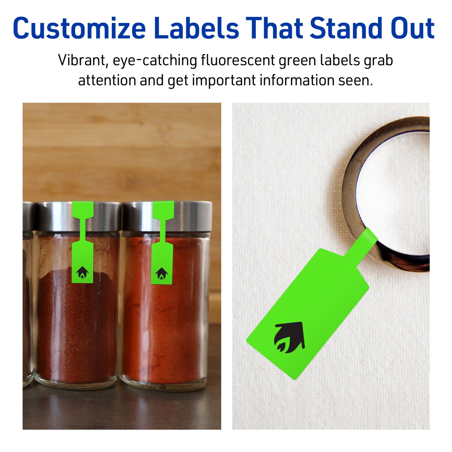 Avery Neon Green Paper Labels, 0.5&#x22; x 2.5&#x22; Barbell