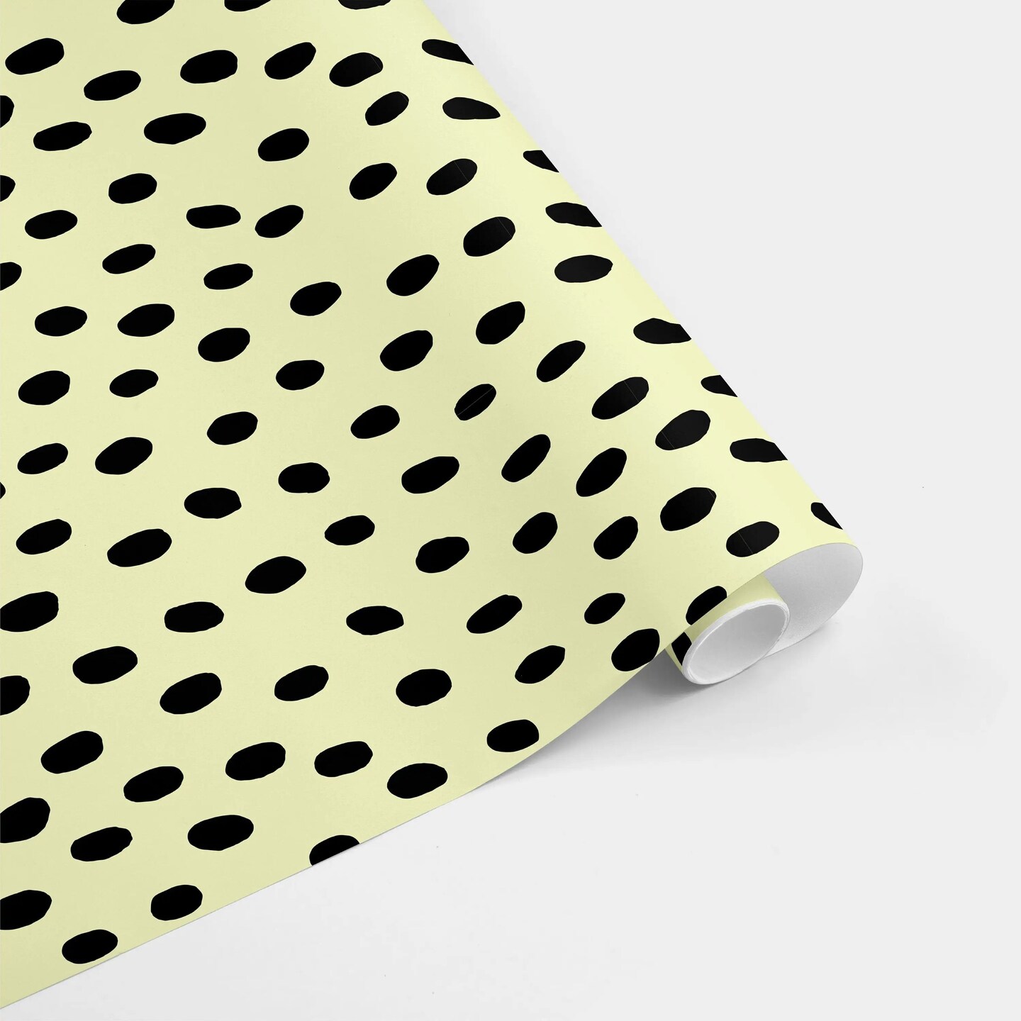 Yellow and Black Hand-drawn Polka Dots