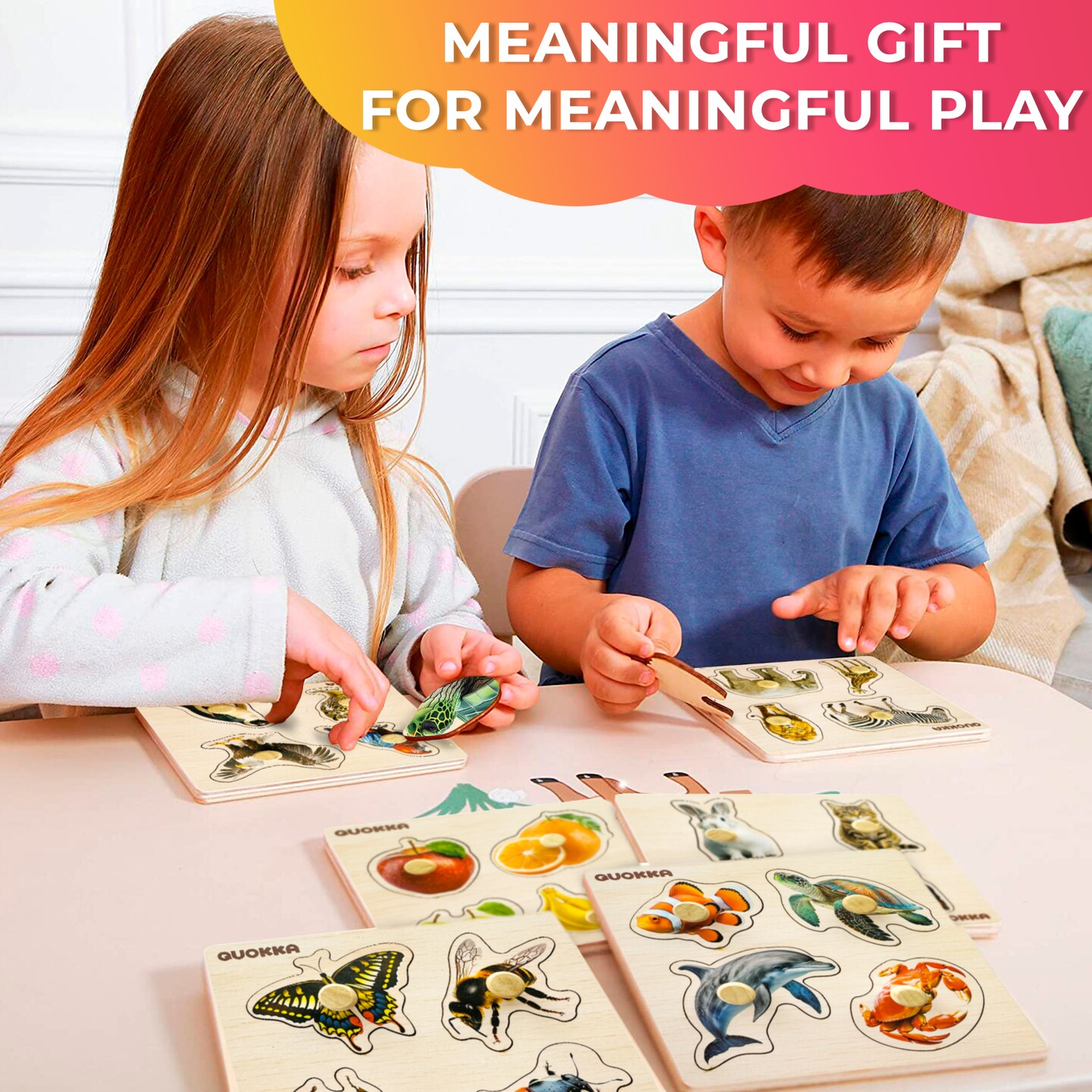 4 Set Wooden Puzzles for Toddlers 1-3 | Animal