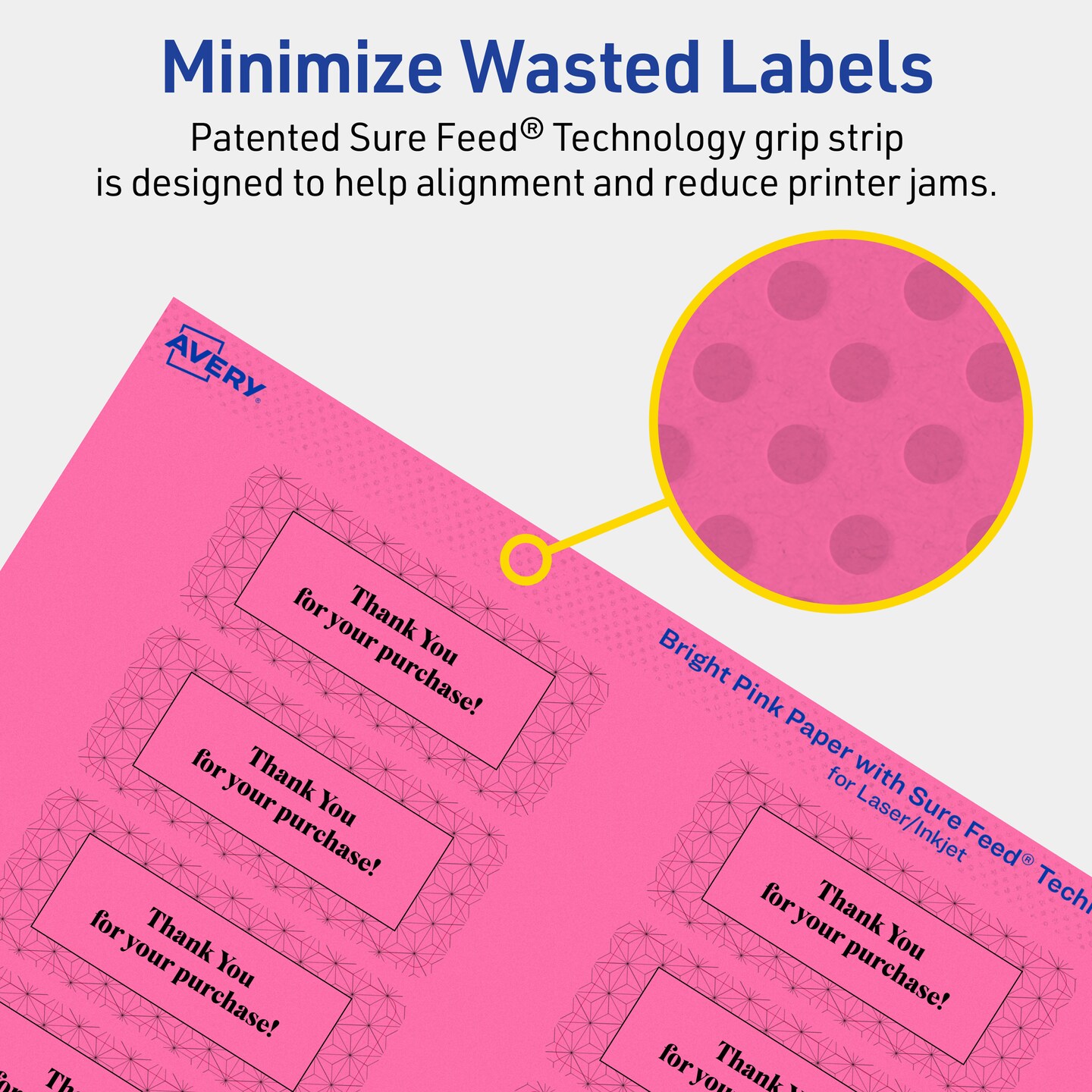 Avery Bright Pink Paper Labels, 1&#x22; x 2-5/8&#x22; Rectangle