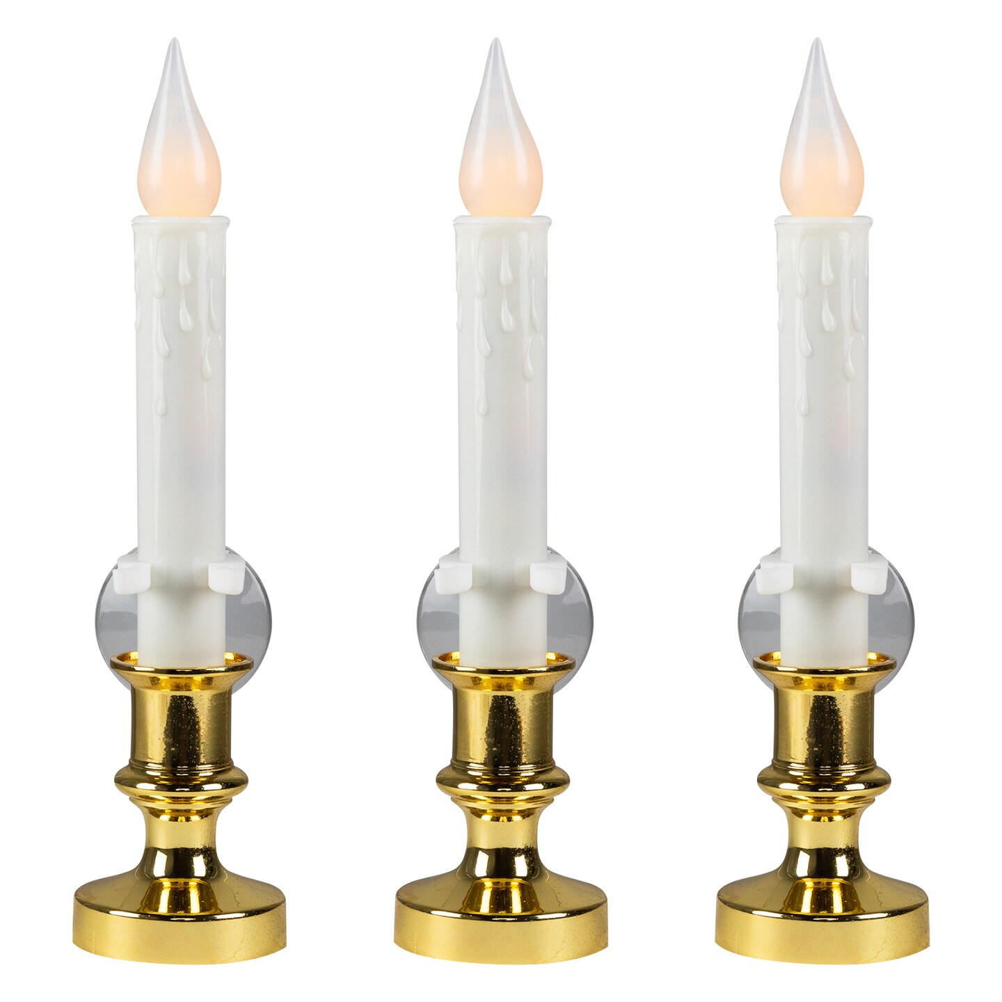 Northlight LED Flickering Window Candles with Timer - 8.5&#x22; - White - Set of 3