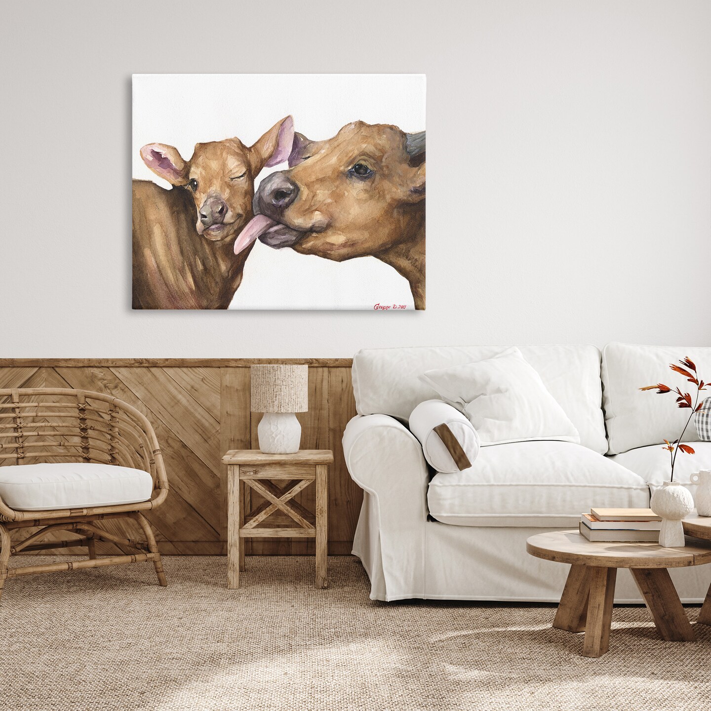 Stupell Industries Happy Cow Mother &#x26; Calf Canvas Wall Art