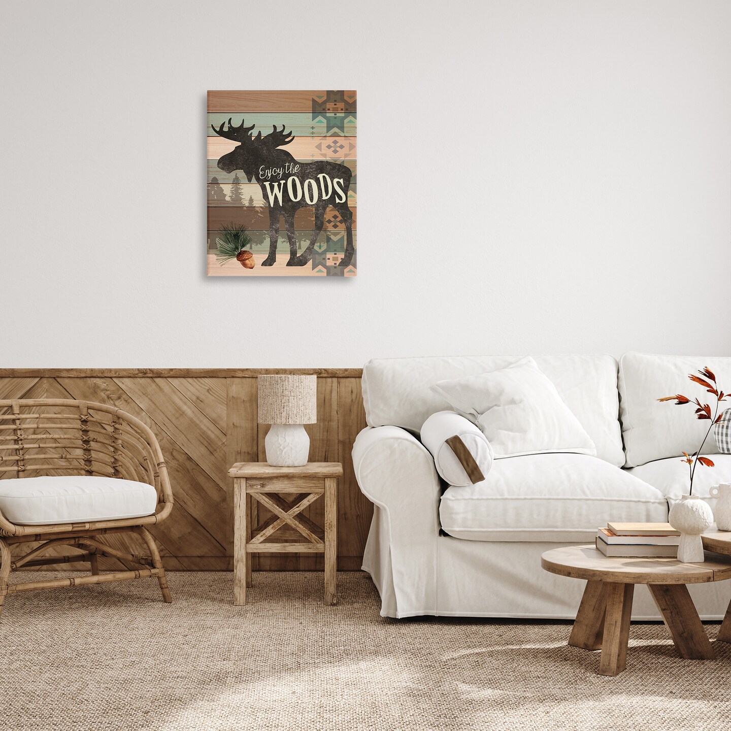 Stupell Industries Enjoy The Woods Patterned Moose Canvas Wall Art
