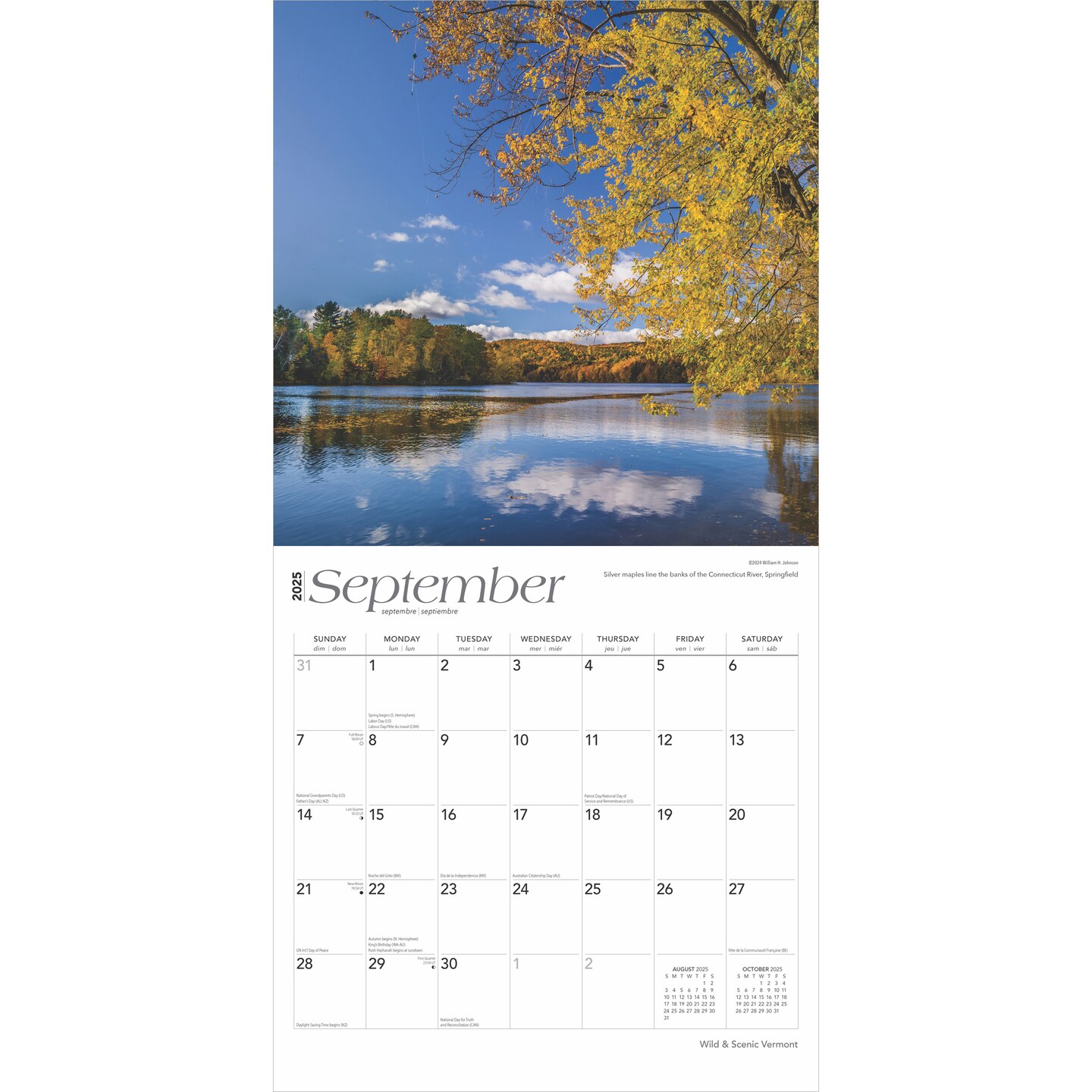 Vermont Wild &#x26; Scenic | 2025 12 x 24 Inch Monthly Square Wall Calendar | Plastic-Free | BrownTrout | USA United States of America Northeast State Nature