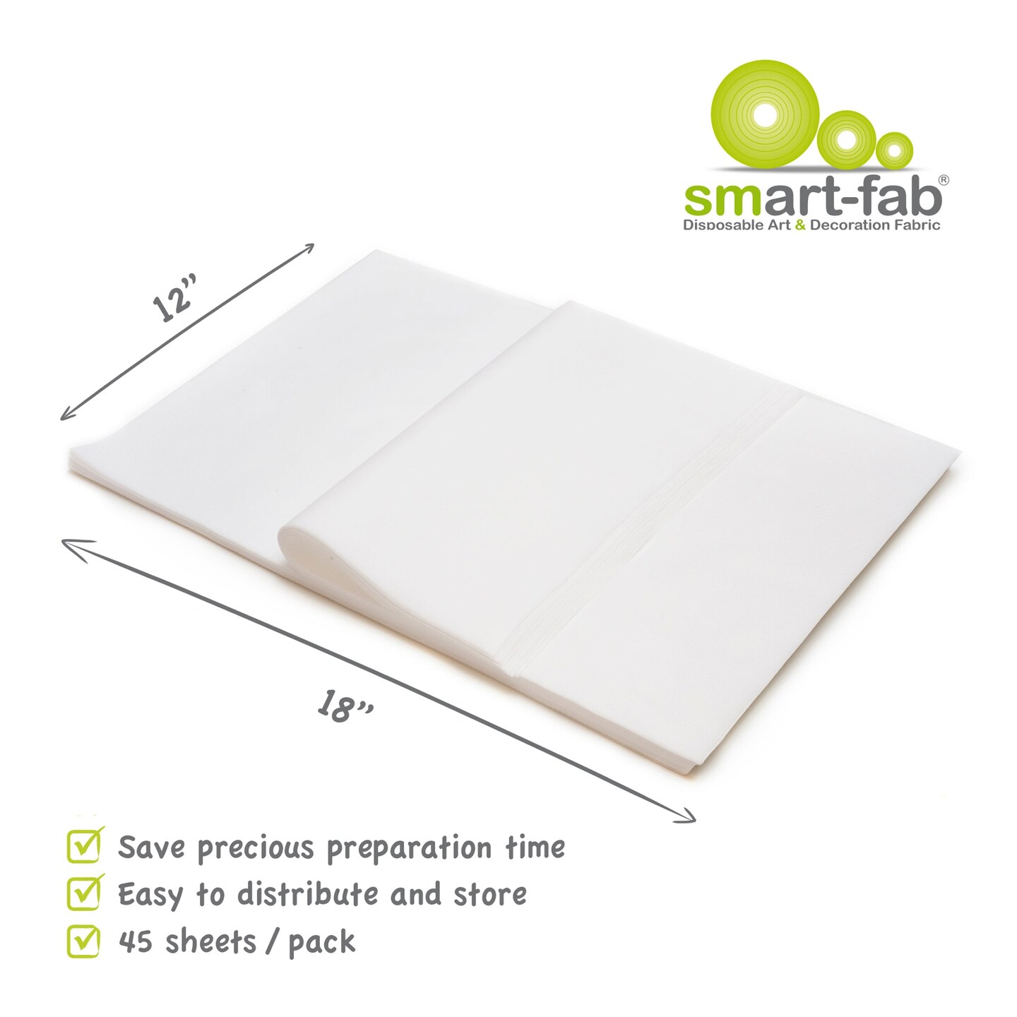 Art &#x26; Decoration Fabric Sheets, 12&#x22; x 18&#x22;, White, 45 Sheets
