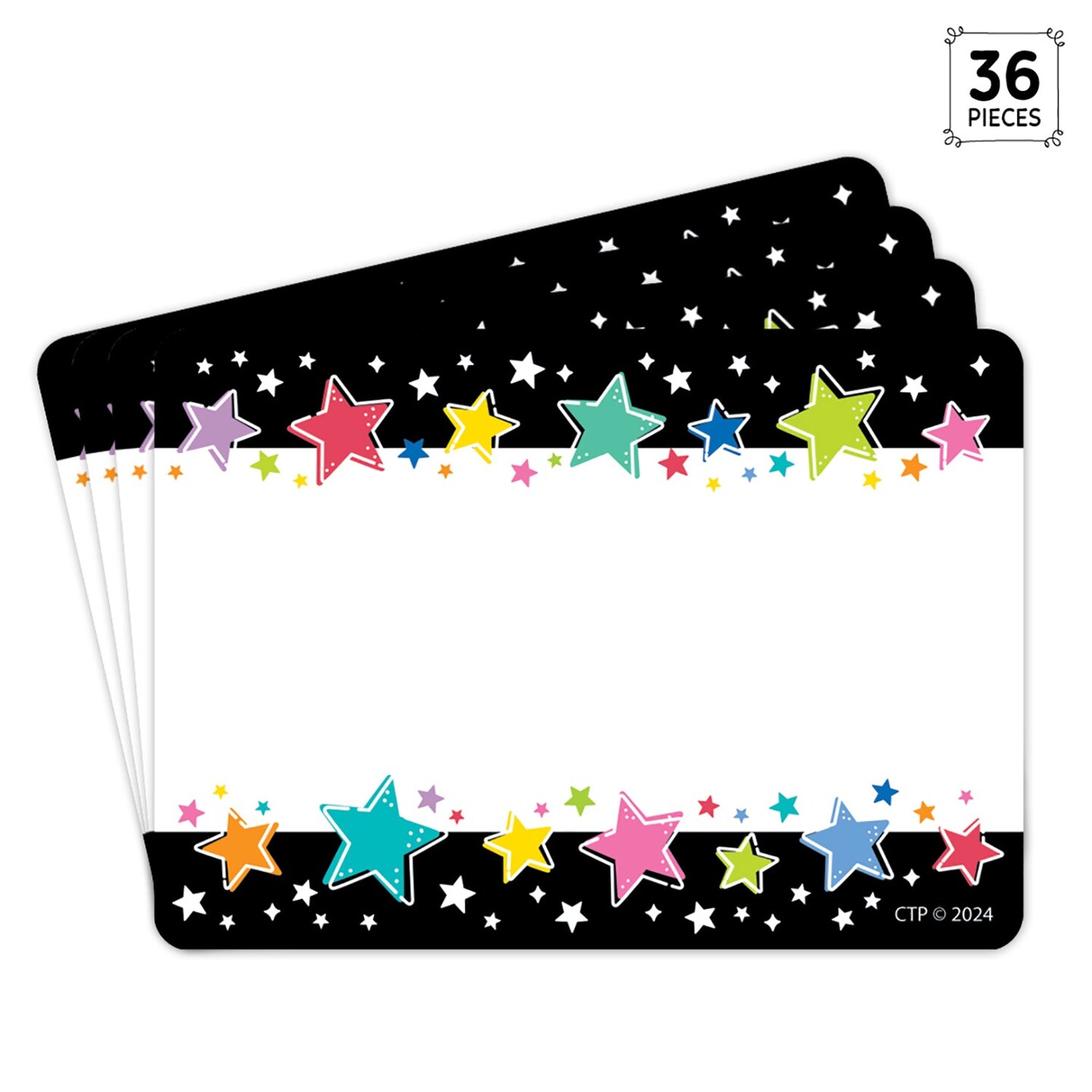 Colorful Stars On Black Labels Star Bright
