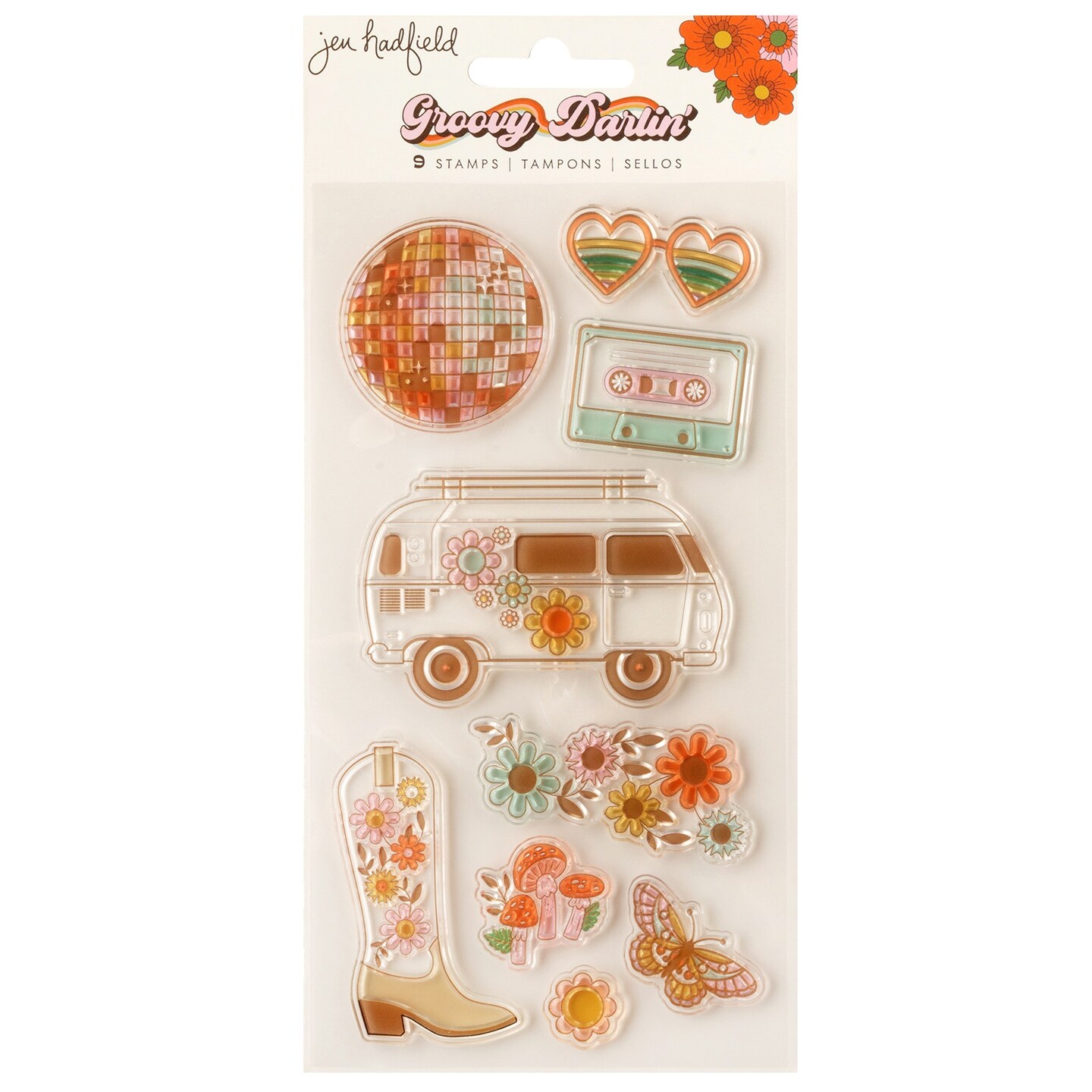 Jen Hadfield Groovy Darlin&#x27; Acrylic Stamp Set-9/Pkg