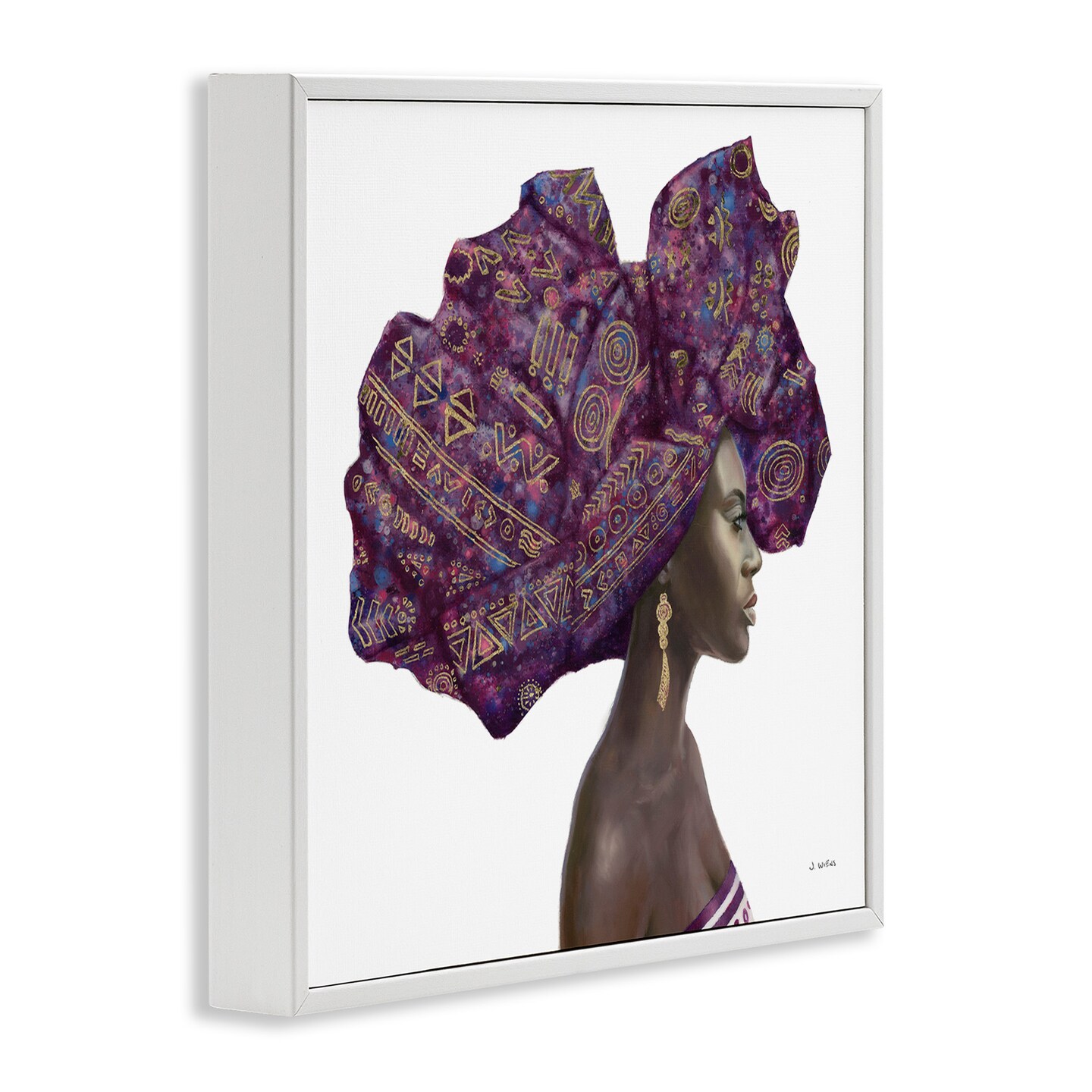 Stupell Industries Strong Female Portrait Headwrap Culture Framed Giclee Art