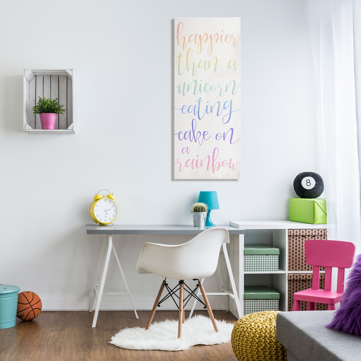 Stupell Industries Happier Than Unicorn Humor Canvas Wall Art