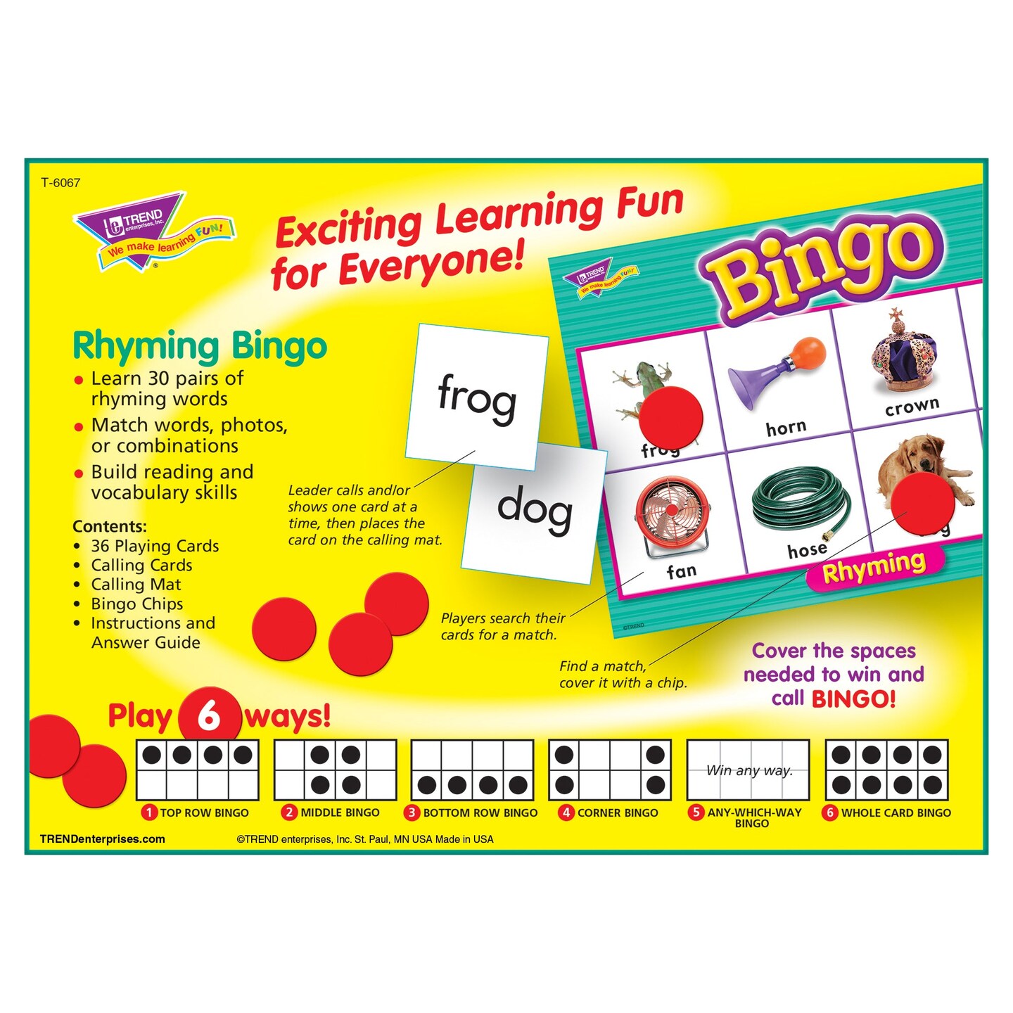 Rhyming Bingo Game