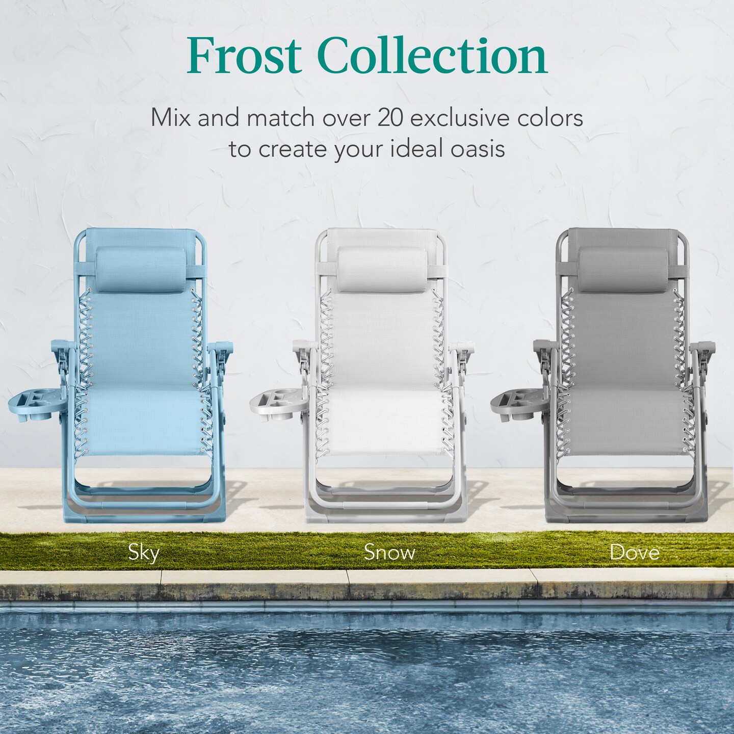 Best Choice Products Monochromatic Zero Gravity Chair, Folding Patio Recliner w/Side Tray, Headrest