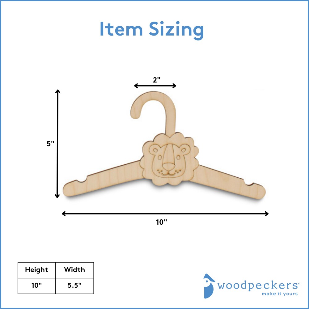 DIY Wooden Baby Hangers for Closet, Set of 6, Safari Nursery |Woodpeckers