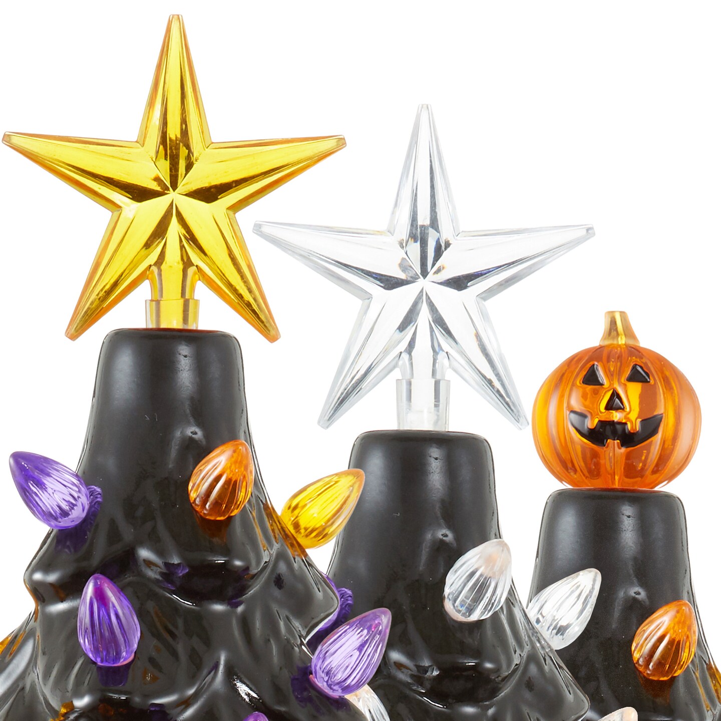 Casafield Hand Painted Ceramic Christmas Tree, 24-Inch Pre-Lit Tree with 148 Multi Color Lights and 2 Star Toppers