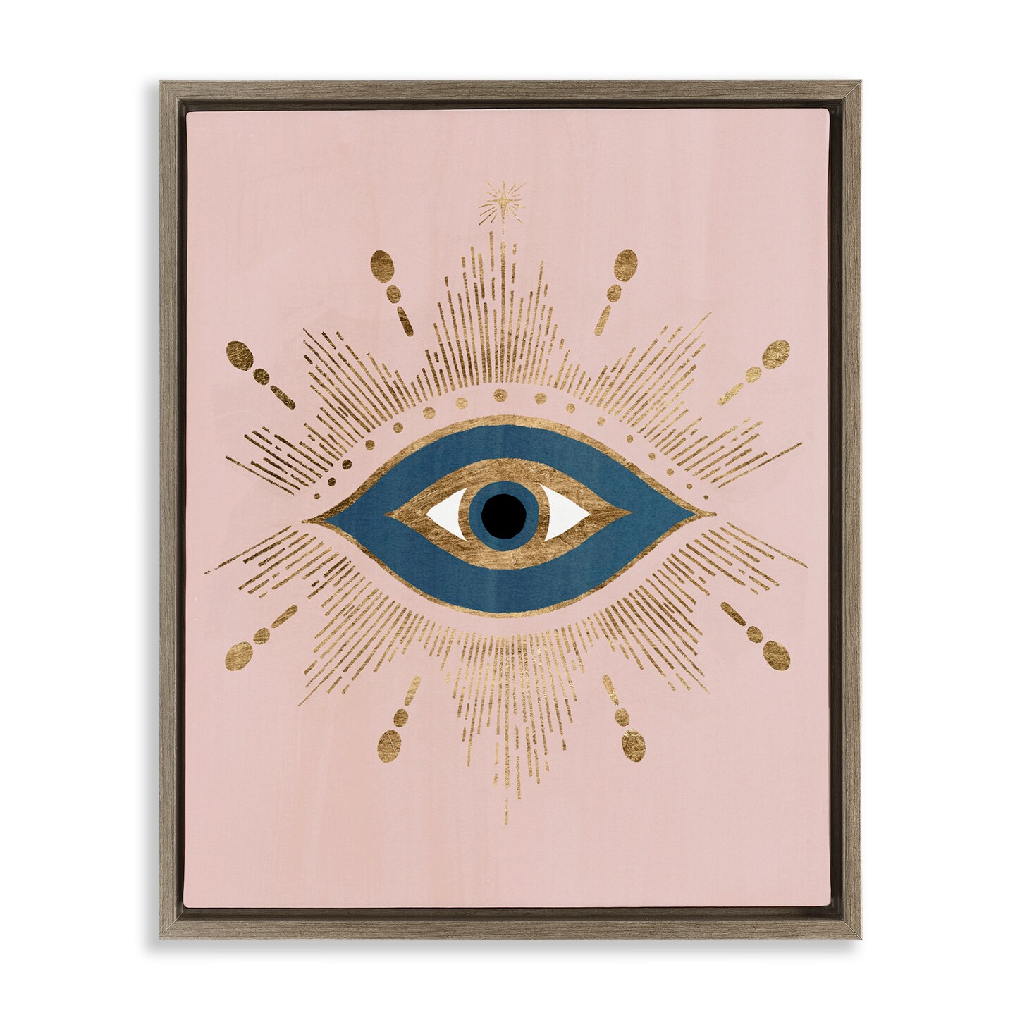 Stupell Industries Evil Eye Glam Boho Pattern Framed Floater Canvas Wall Art