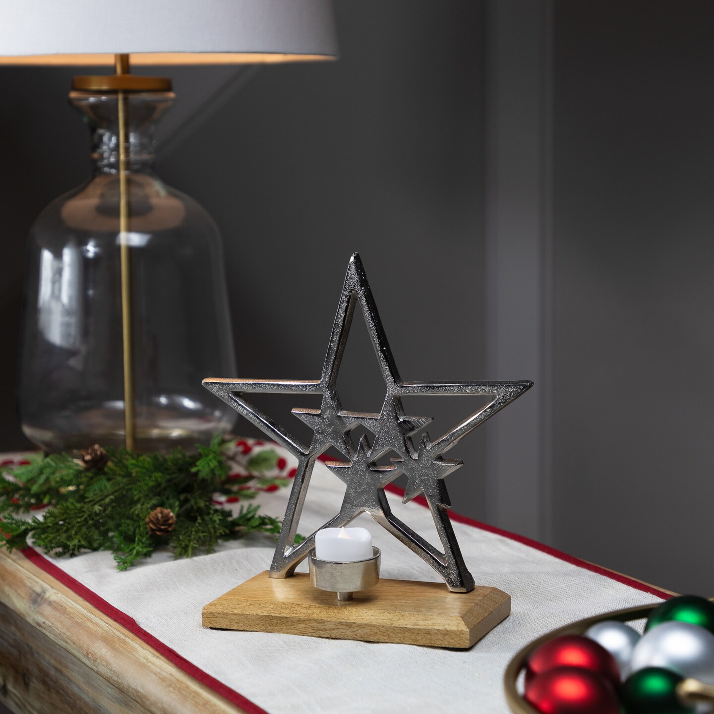 Northlight Stars Within a Star Metal Tealight Candle Holder - 9.5&#x22;
