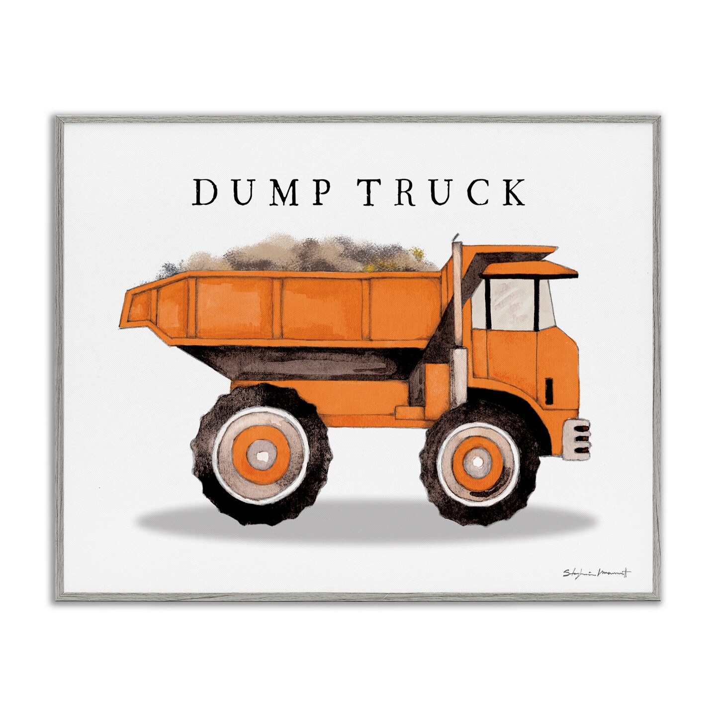Stupell Industries Orange Dump Truck Construction Framed Giclee Art