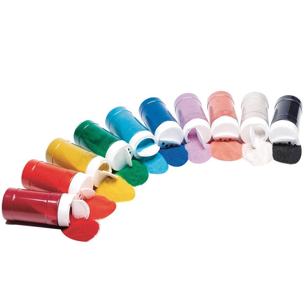 S&#x26;S Worldwide Art Sand Assortment in 12 oz. Shaker Top Bottles, For Sand Art Layering, Decorating Adhesive Sand Art Pictures, Terrariums &#x26; More Crafts, 10 Colors of Fine Sand, Non-Toxic, Pack of 10