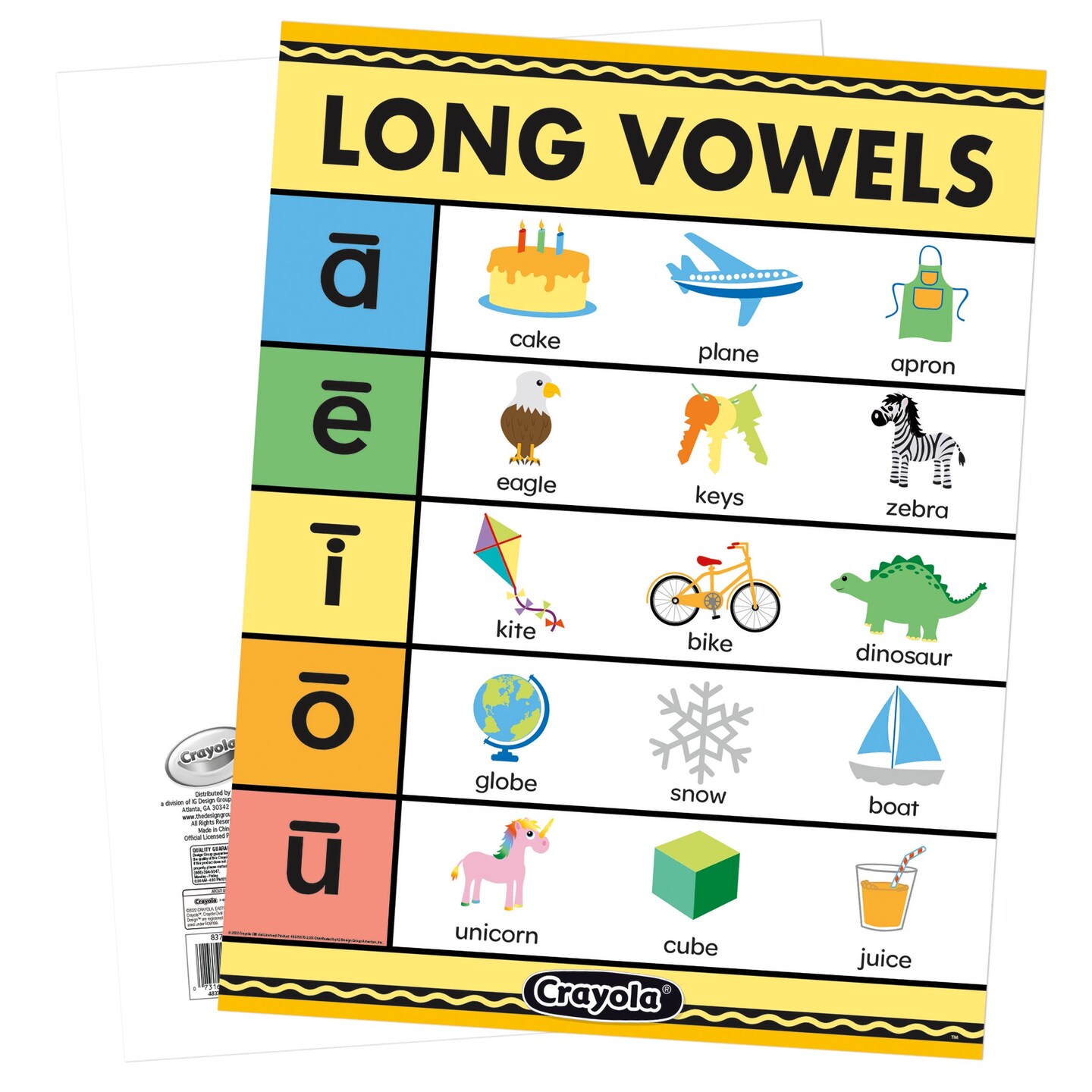 Crayola&#xAE; Long Vowels Chart, 17&#x22; x 22&#x22;