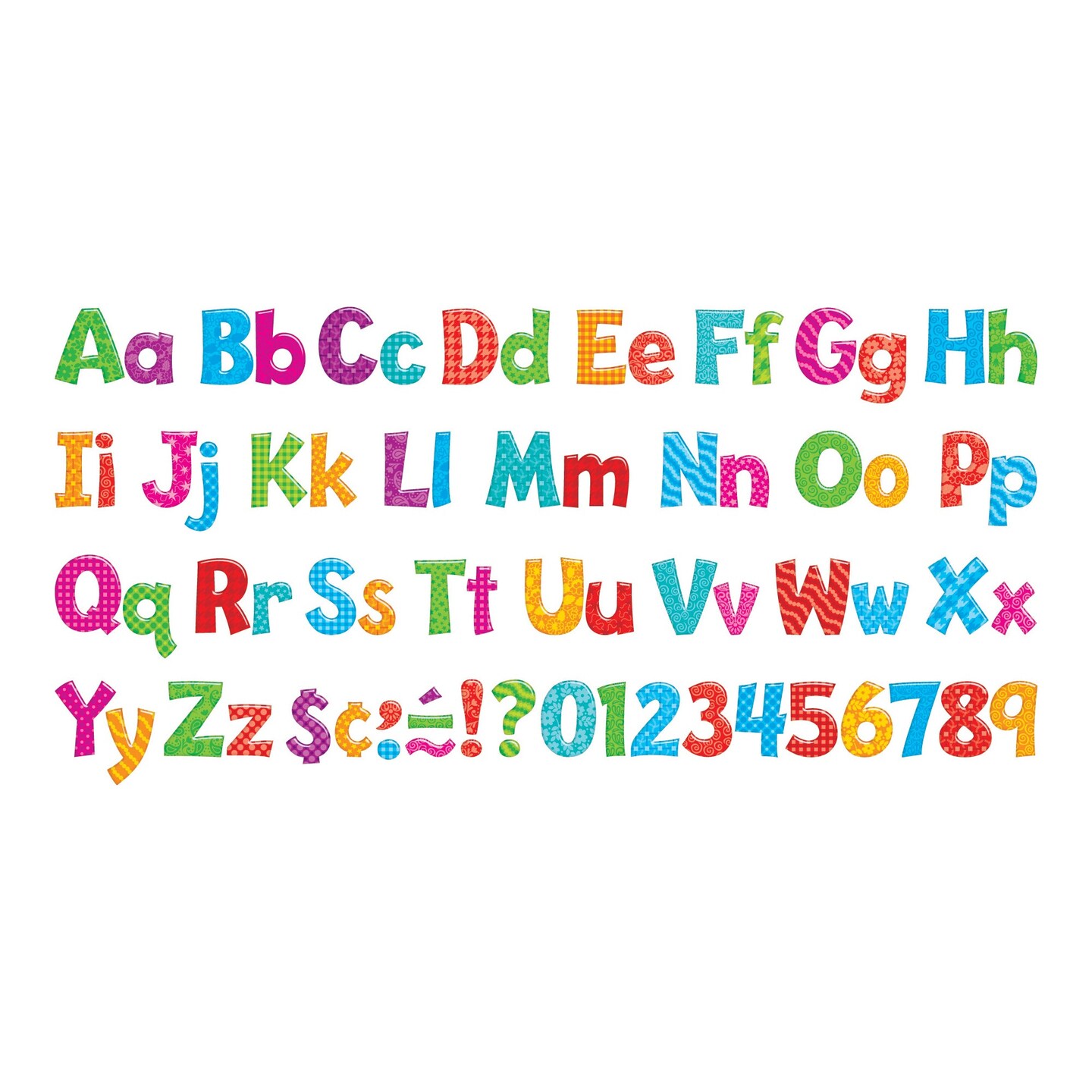 Colorful Patterns 4-Inch Playful Uppercase/Lowercase Combo Pack (EN/SP) Ready Letters&#xAE;