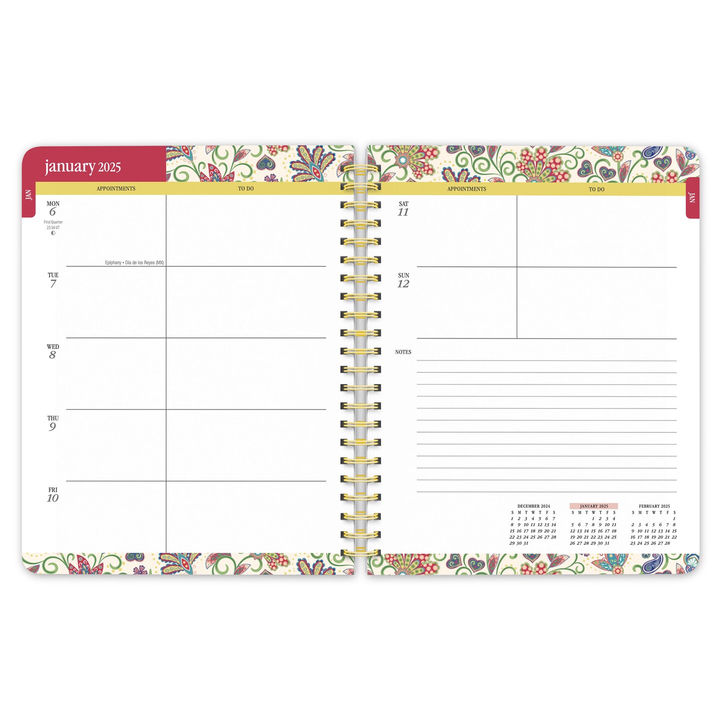 Tuscan Delight | 2025 6 x 7.75 Inch Weekly Desk Planner | Foil Stamped Cover | BrownTrout | Stationery Elegant Exclusive