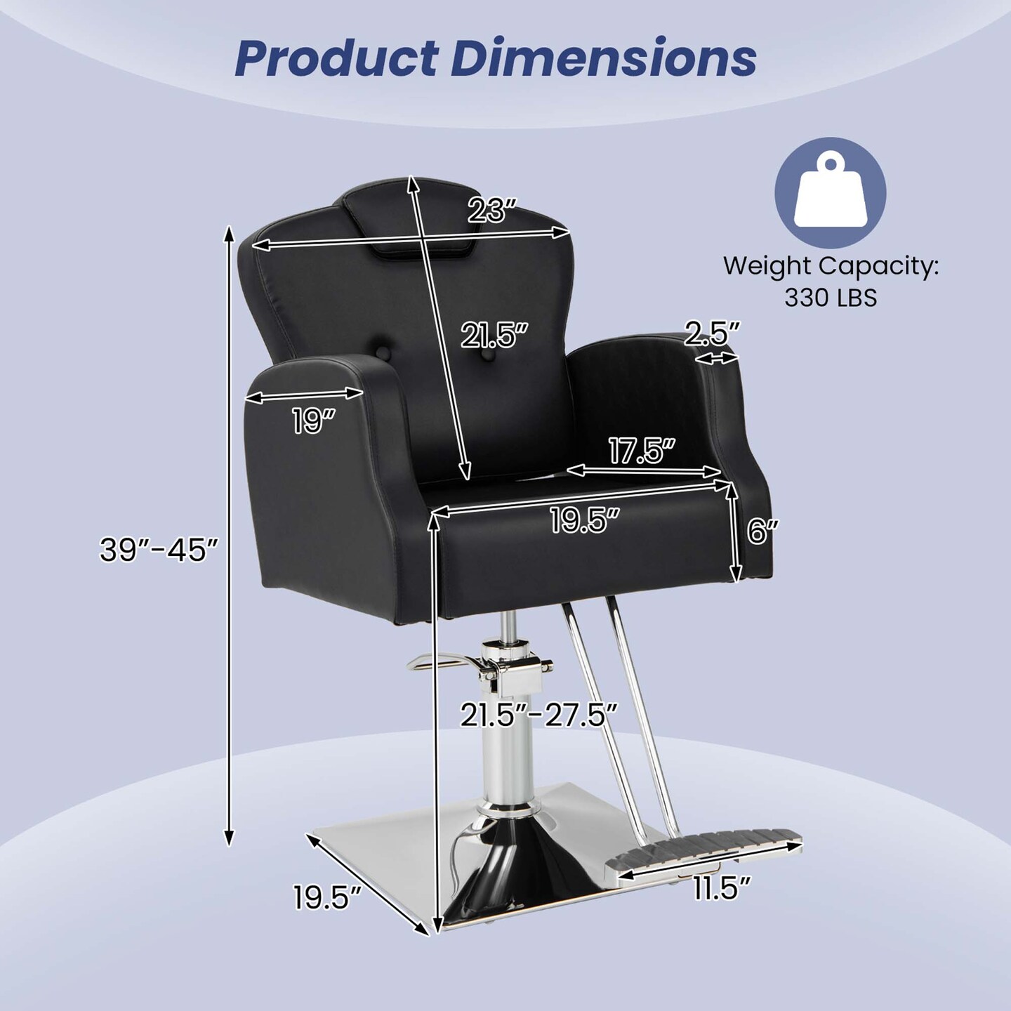 Costway Hydraulic Barber Chair 360 Degrees Swivel Salon Chairs with Adjustable Headrest