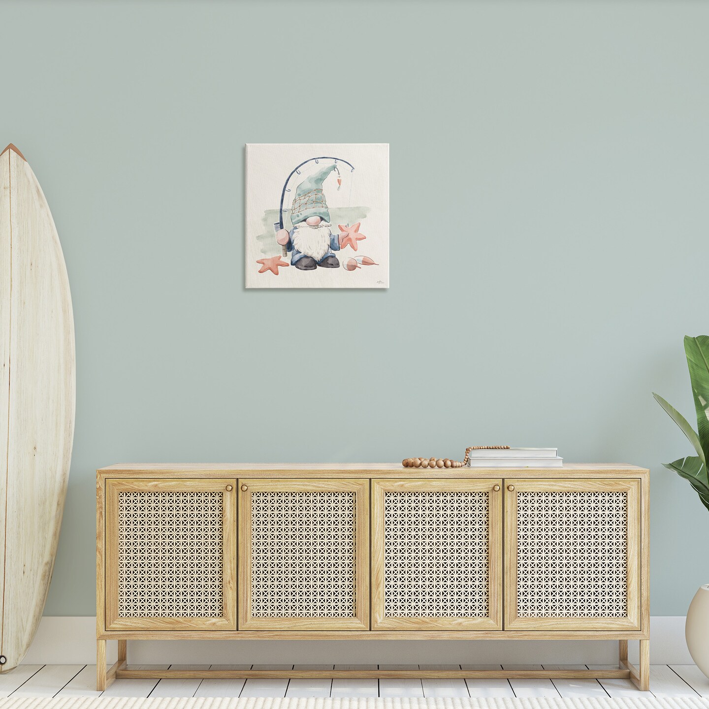Stupell Industries Summer Beach Fishing Gnome Canvas Wall Art