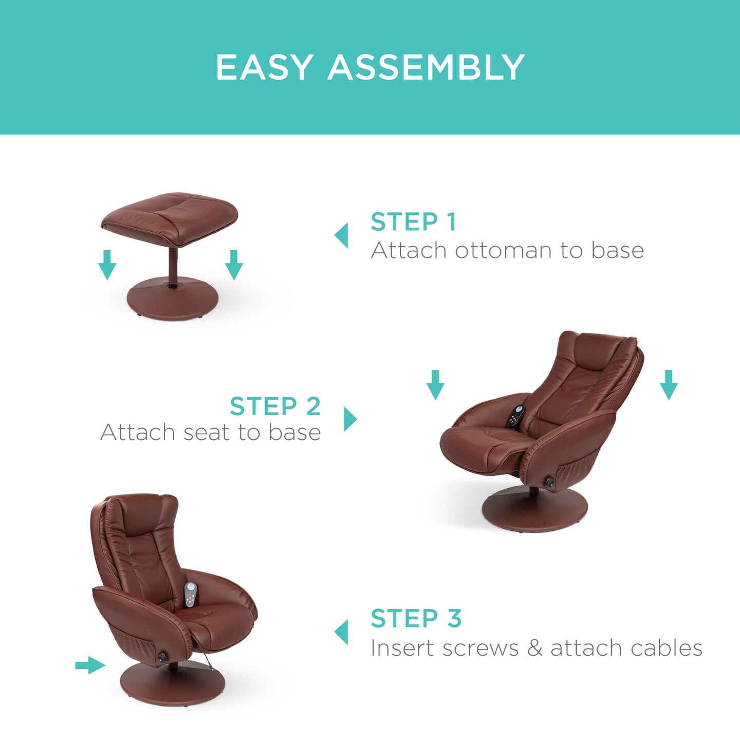 Best Choice Products Faux Leather Electric Massage Recliner Chair w/ Stool Ottoman, Remote Control, 5 Modes