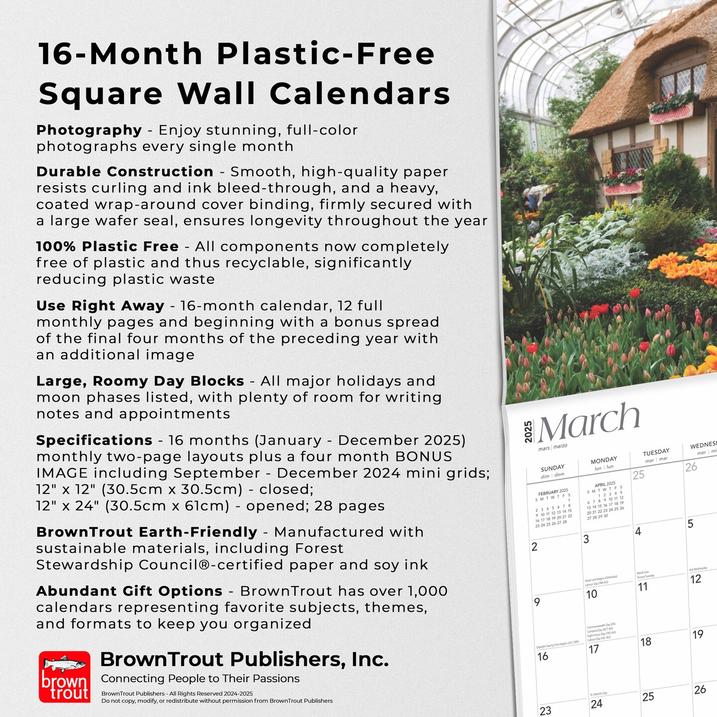 Old Dominion | Virginia Places | 2025 12 x 24 Inch Monthly Square Wall Calendar | Plastic-Free | BrownTrout | USA Appalachian Mountains Monticello Southwest State Nature