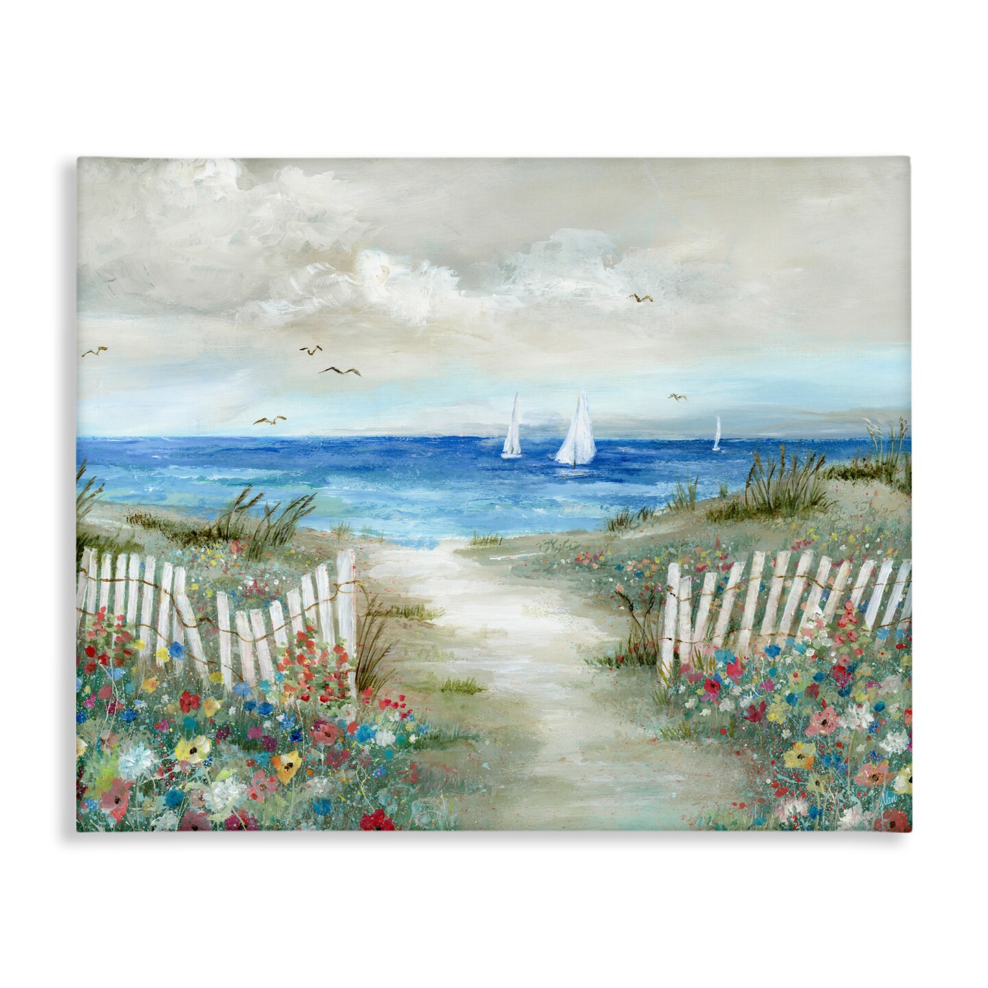 Stupell Industries Gorgeous Traditional Beach Scene Canvas Wall Art