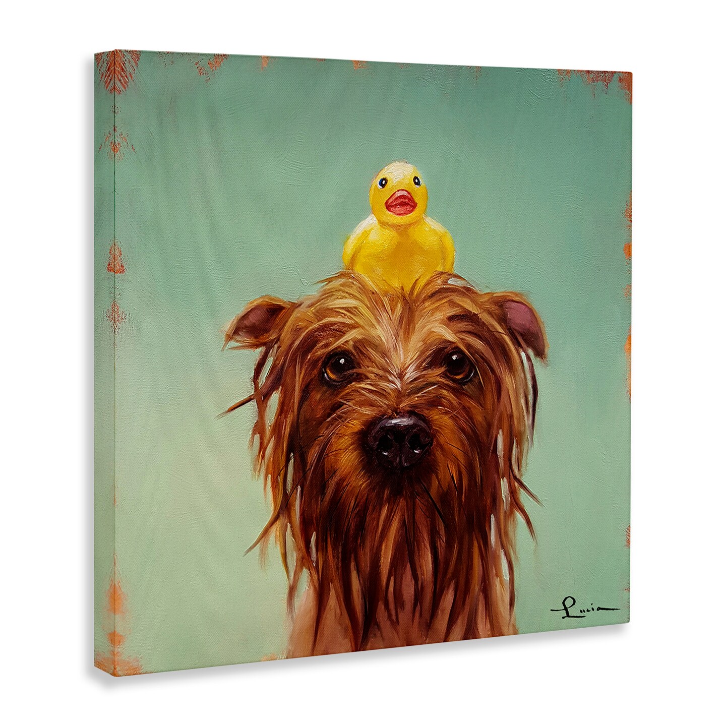 Stupell Industries Wet Dog with a Rubber Ducky Canvas Wall Art