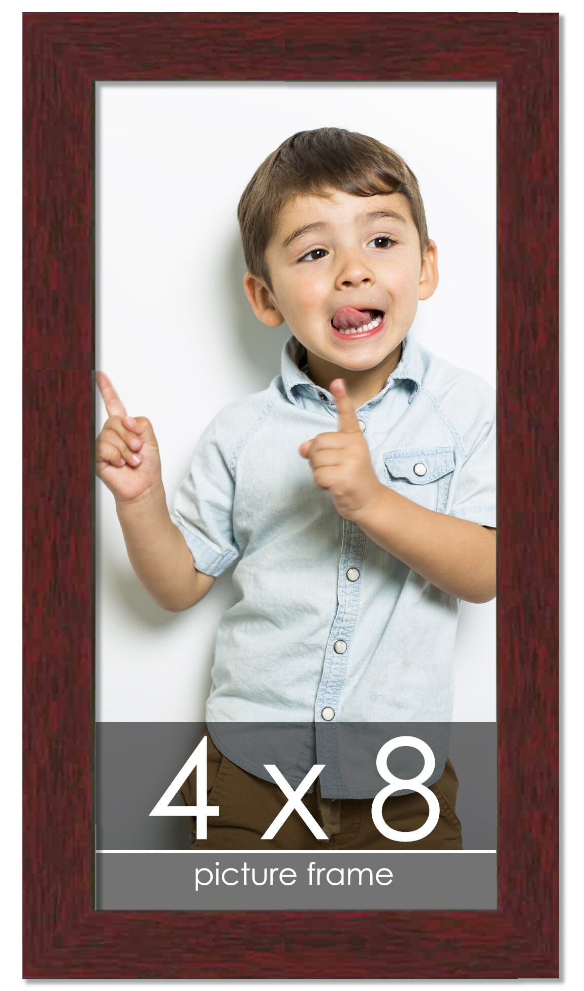 4x8 Solid Wood Picture Frame with UV-Resistant Acrylic & Acid-Free Backing, Available in 6 Finishes: Matte Black, Matte White, Metallic Bronze, Silver, Natural Wood Grain & Mahogany