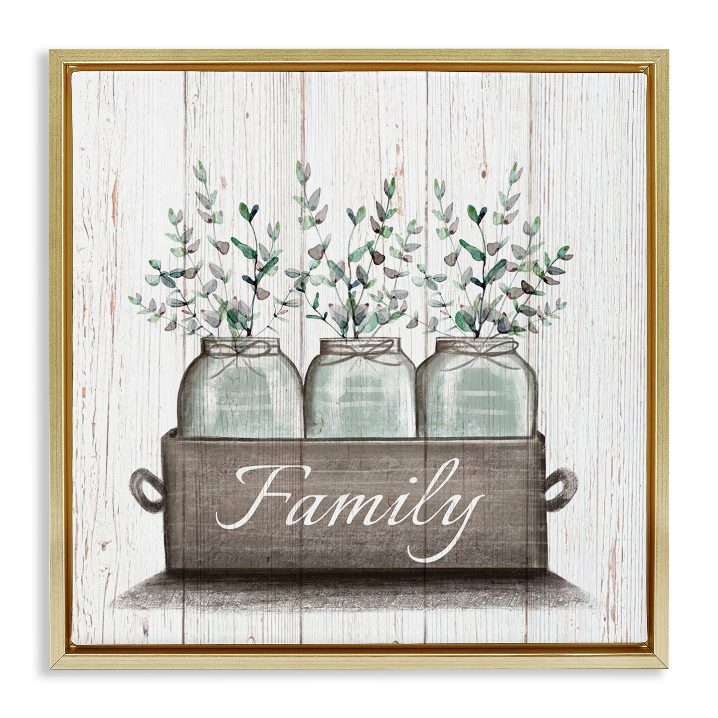Stupell Industries Eucalyptus Foliage Jars Framed Floater Canvas Wall Art