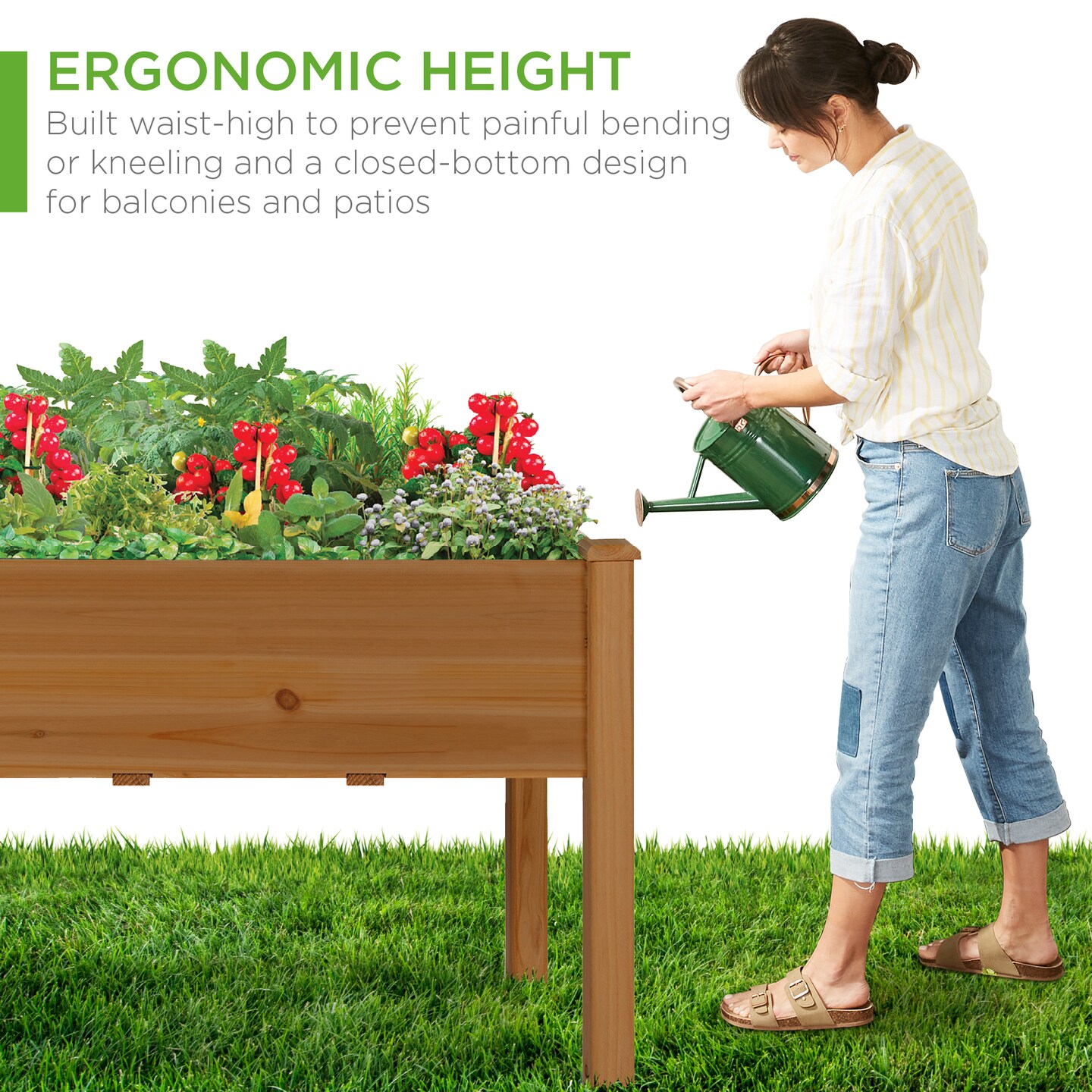 Best Choice Product 48x24x30in Raised Garden Bed, Elevated Wooden Planter for Yard w/ Foot Caps, Bed Liner